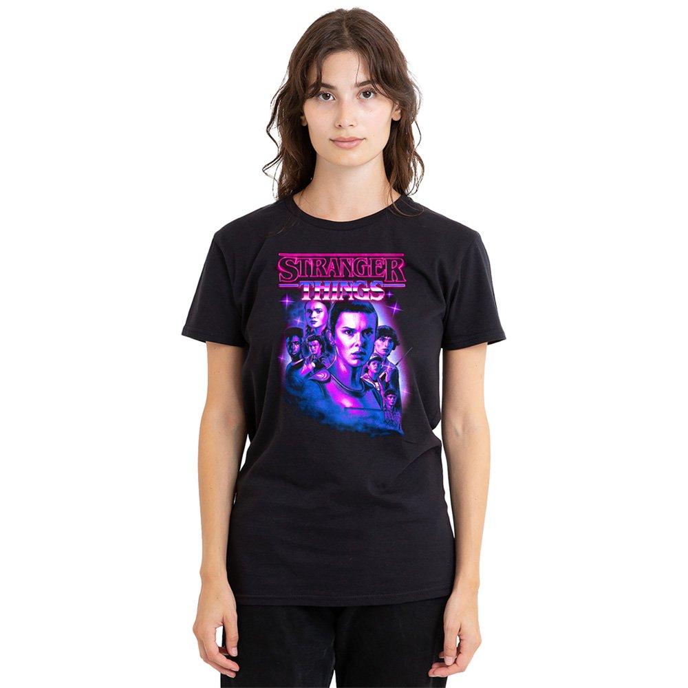 Black - Stranger Things - Stranger Things Neon Retro Group Logo Ladies T Shi - 1