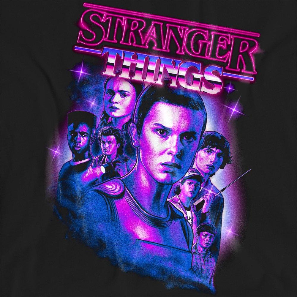 Black - Stranger Things - Stranger Things Neon Retro Group Logo Ladies T Shi - 2