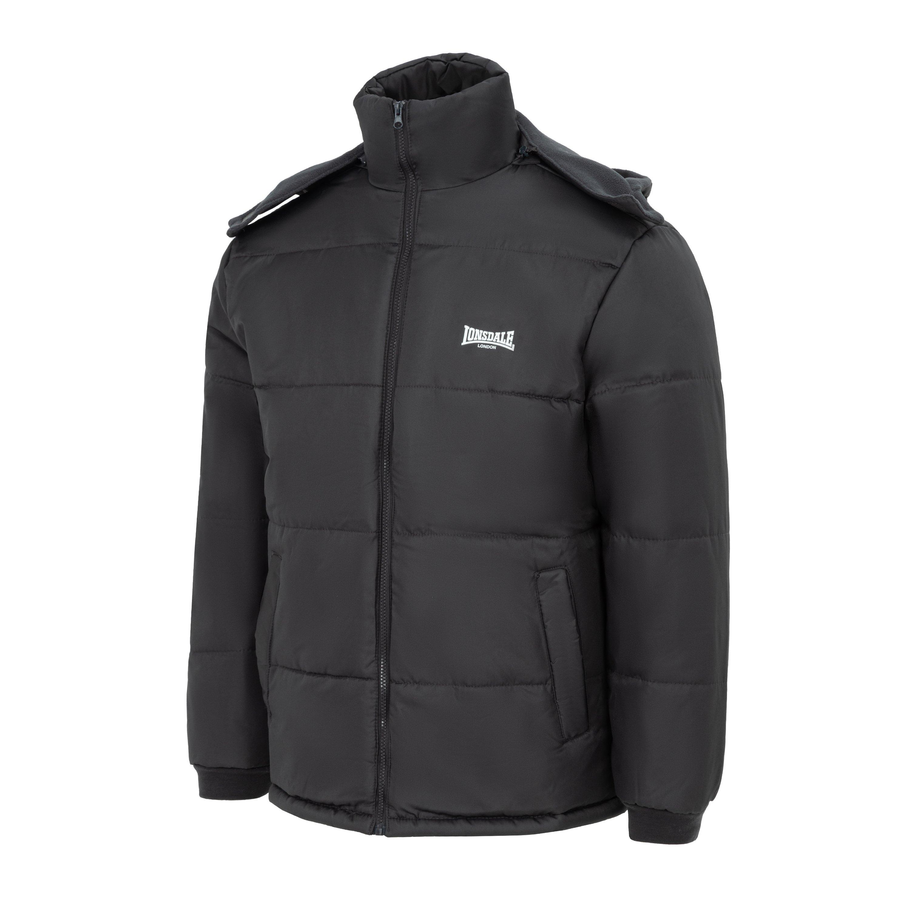 Charcoal - Lonsdale - Men's Long Sleeve Detachable Hood Windproof Padded Puffer Jacket - 3
