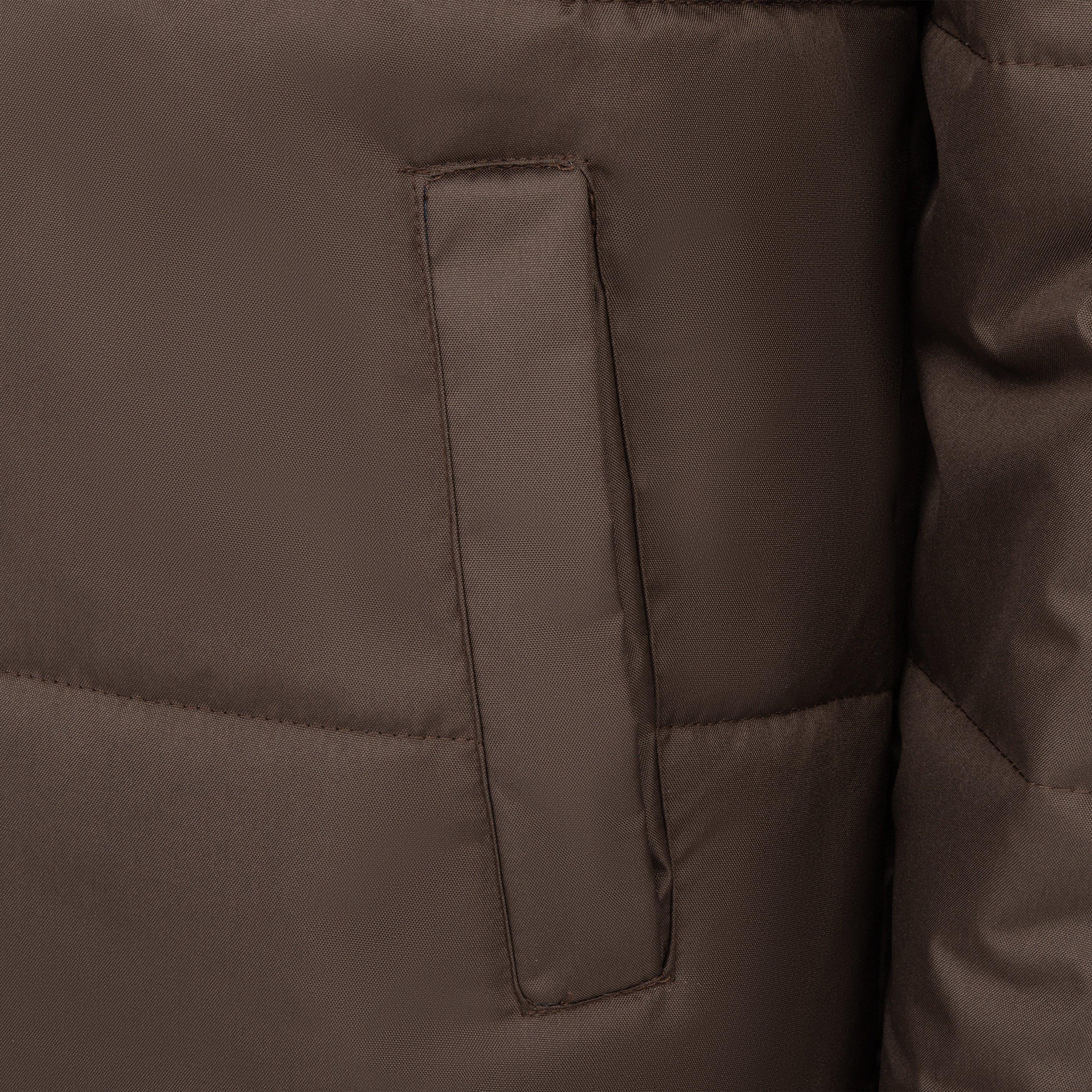 Brown - Lonsdale - Long Sleeve Detachable Hood Windproof Padded Puffer Jacket - 5