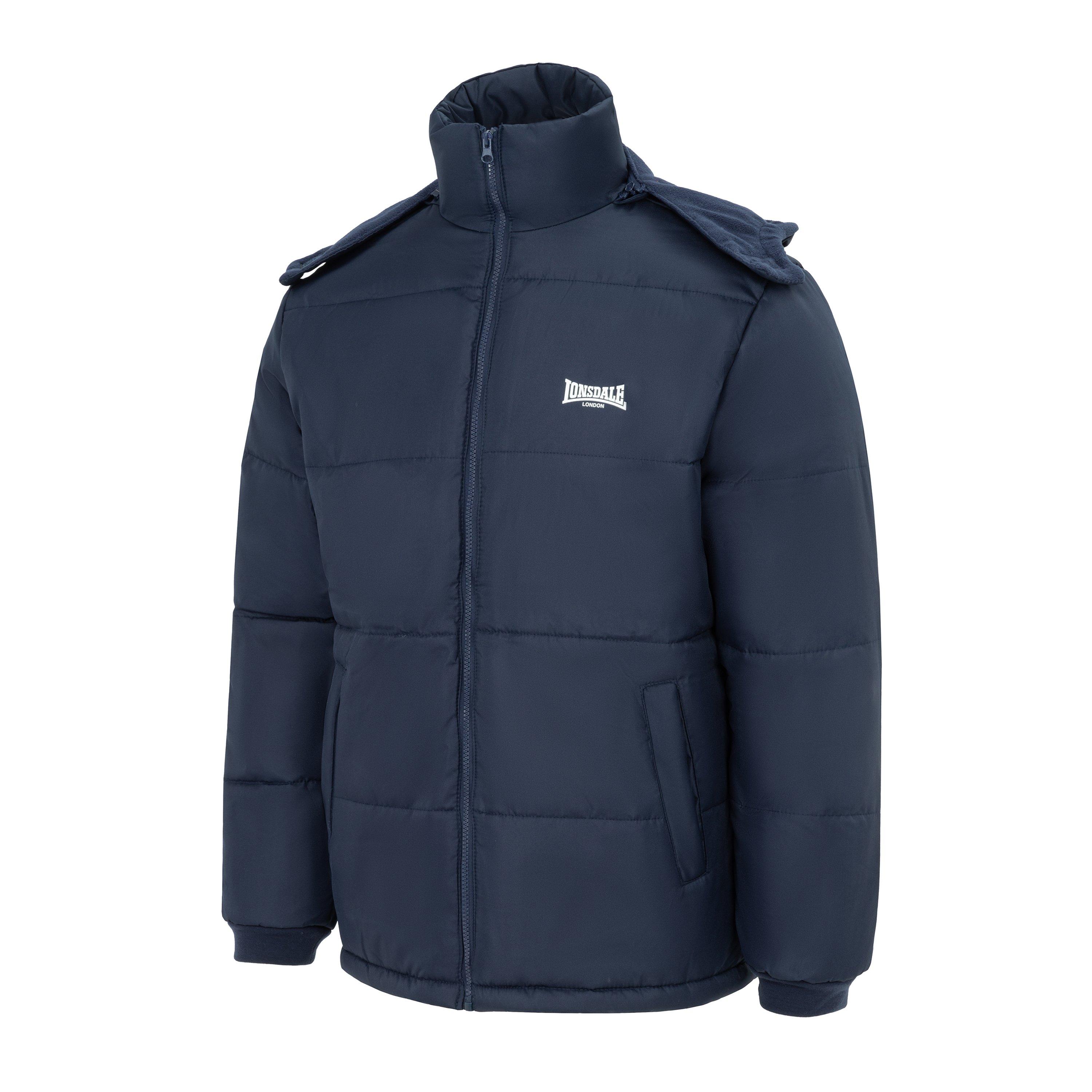 Azul Marinho - Lonsdale - Men's Long Sleeve Detachable Hood Windproof Padded Puffer Jacket - 3
