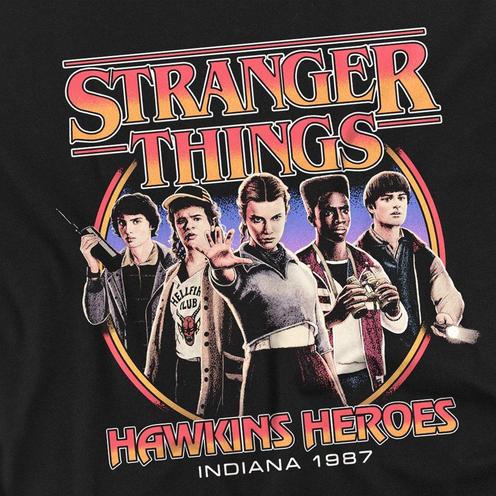 Black - Stranger Things - Stranger Things Hawkins Heroes Group 1987 Kids T-S - 2