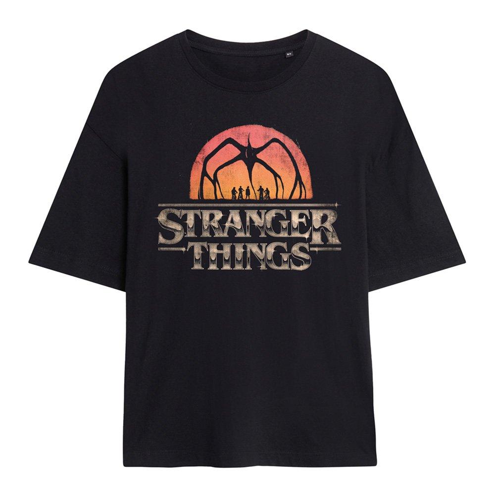 Black - Stranger Things - Stranger Things Sunset Logo Oversized T-Shirt Bla - 1