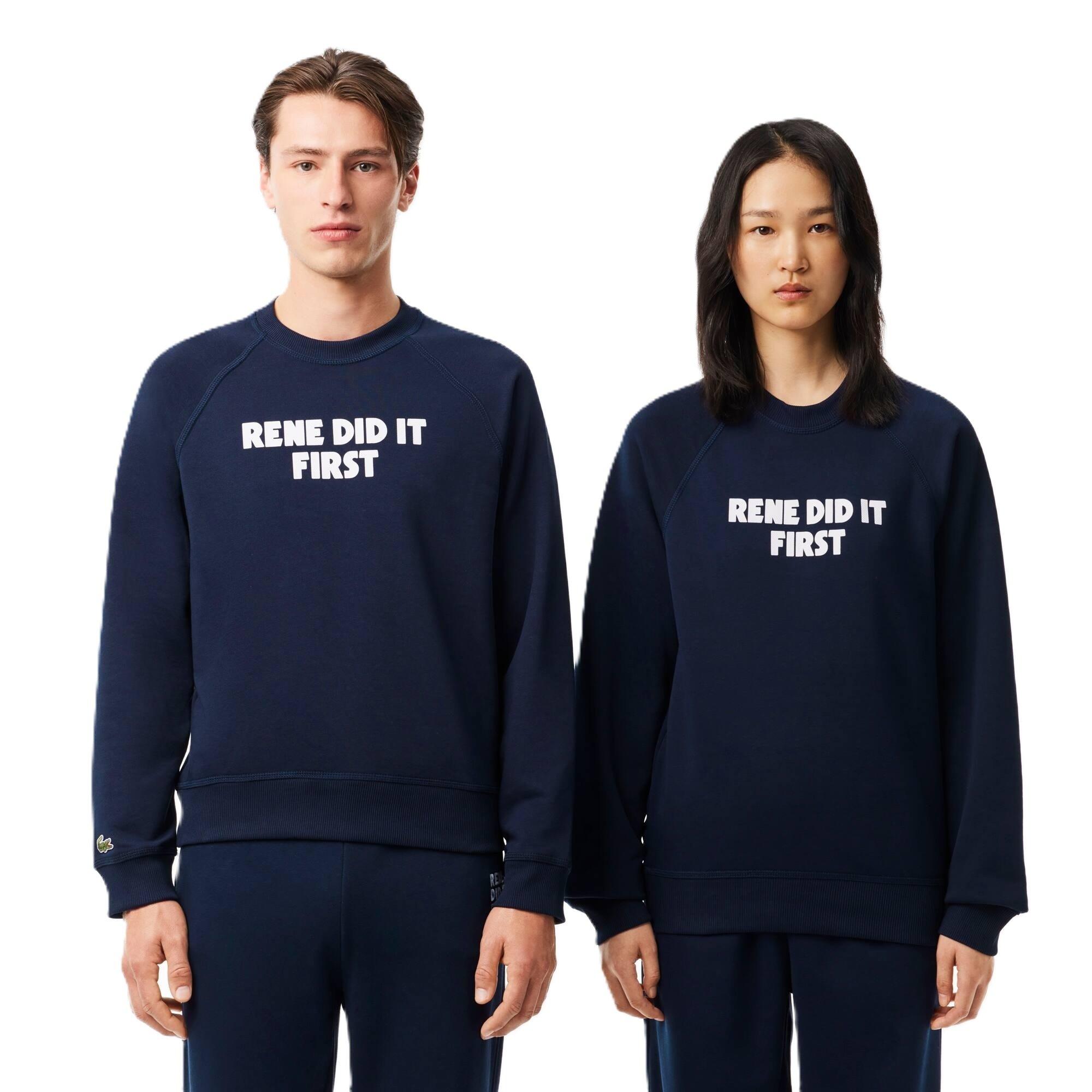 Lacoste Men's Printed Crew Neck Jumper - Navy Blue - 2XS