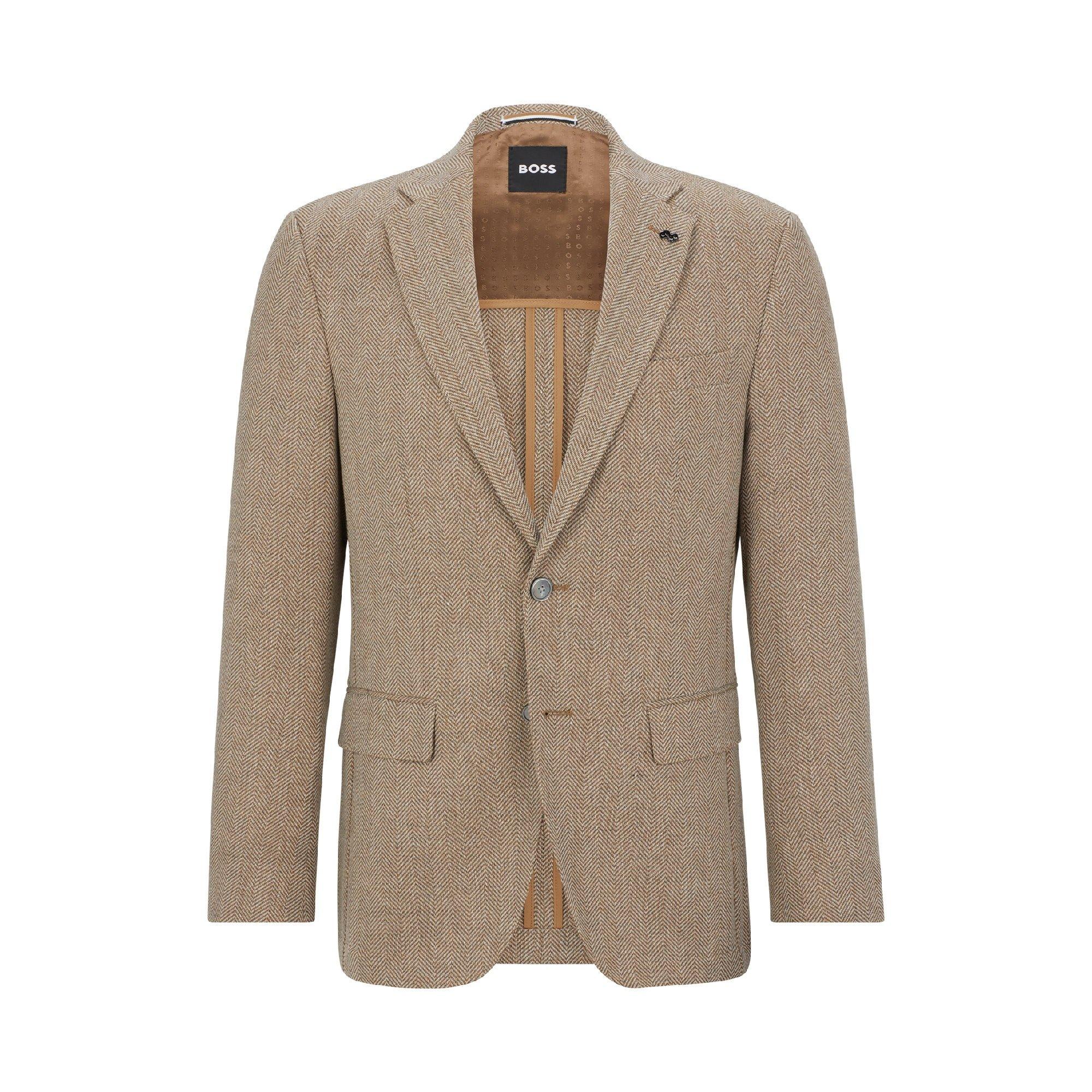 Medium Beige - Boss - Men's H Hutson Elbow Formal Jacket - 1