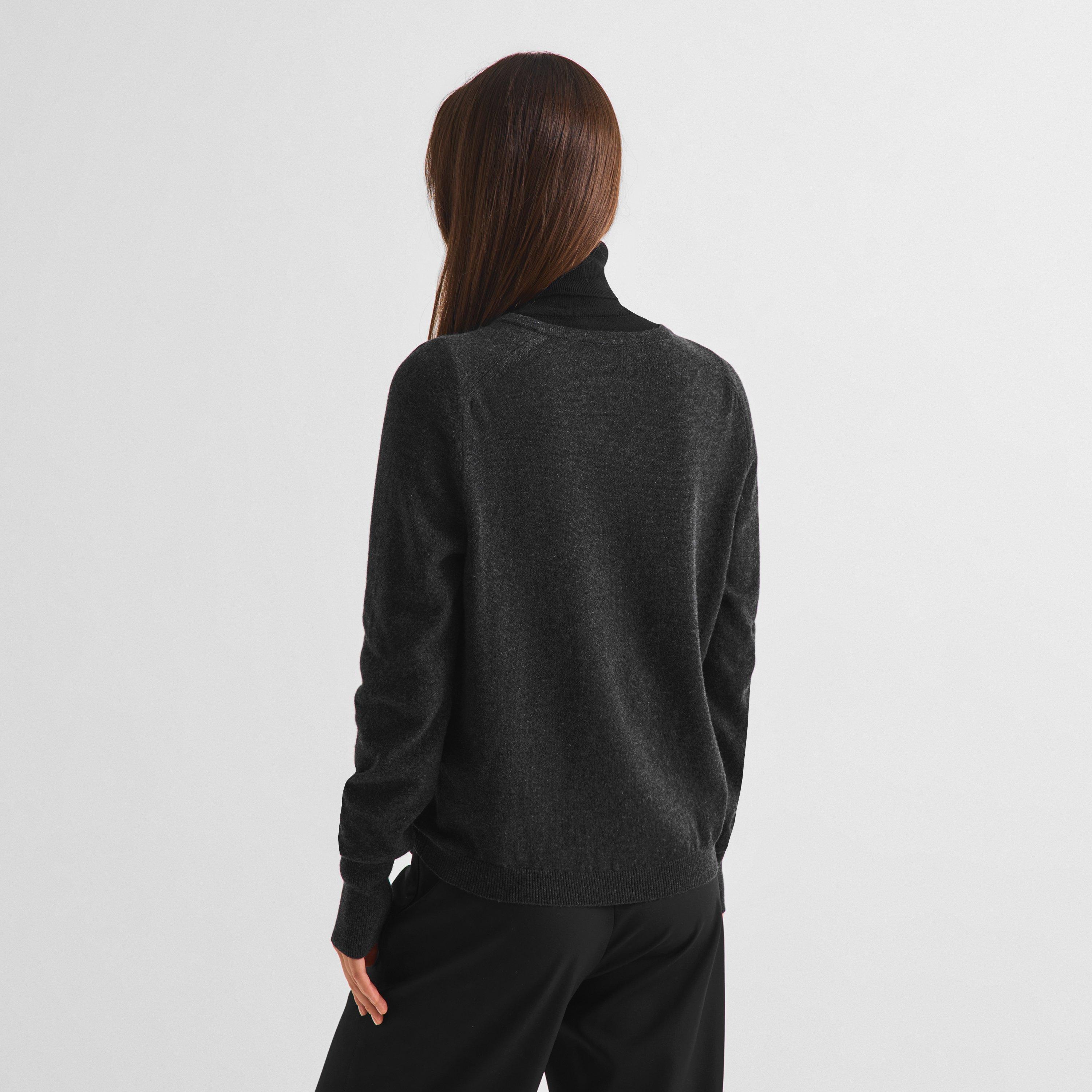 Dark Grey - Gucci - Women's Cashmere Oversized-Fit V-Neck Jumper - 4