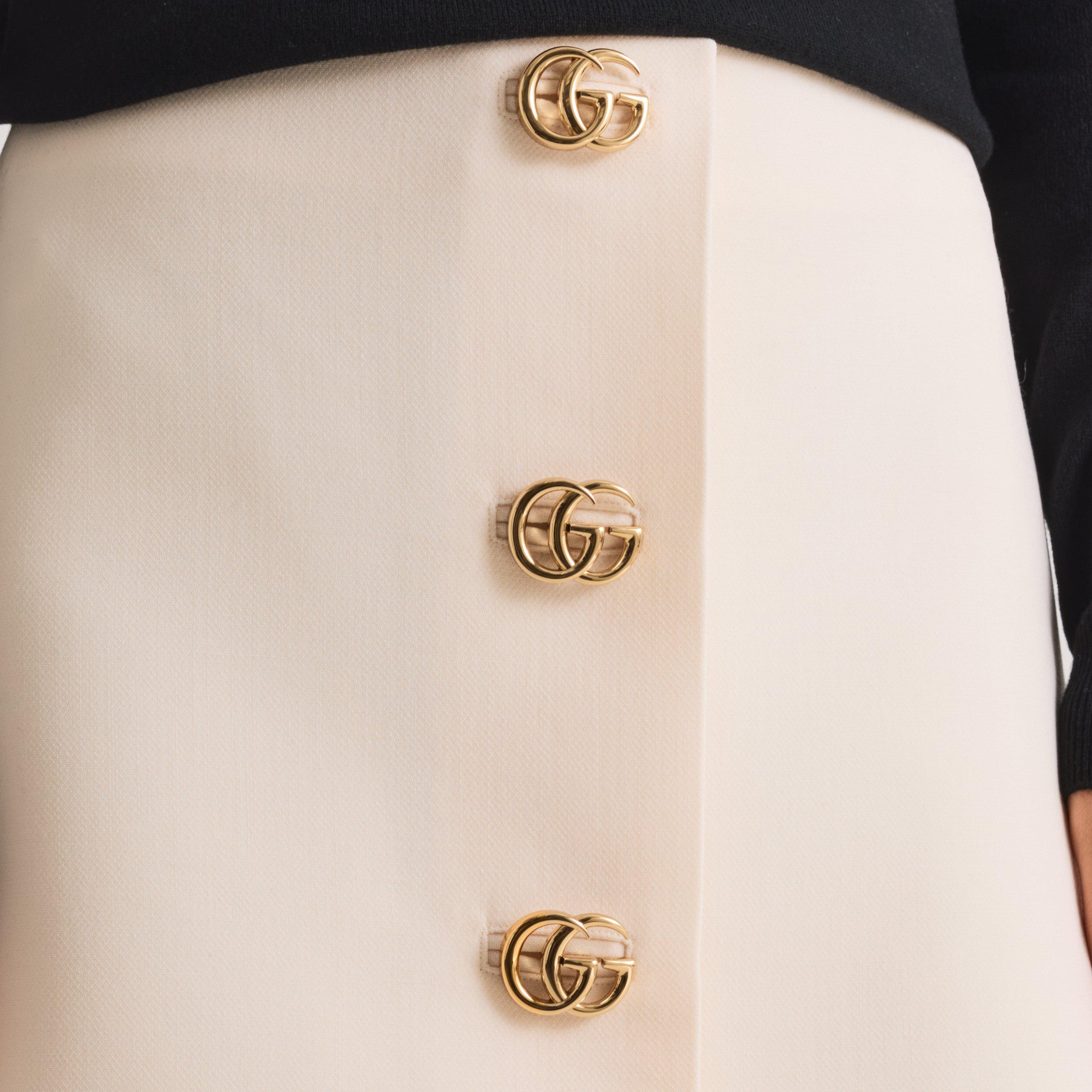White Magnolia - Gucci - Women's GG Button Wool Mini Skirt - 5