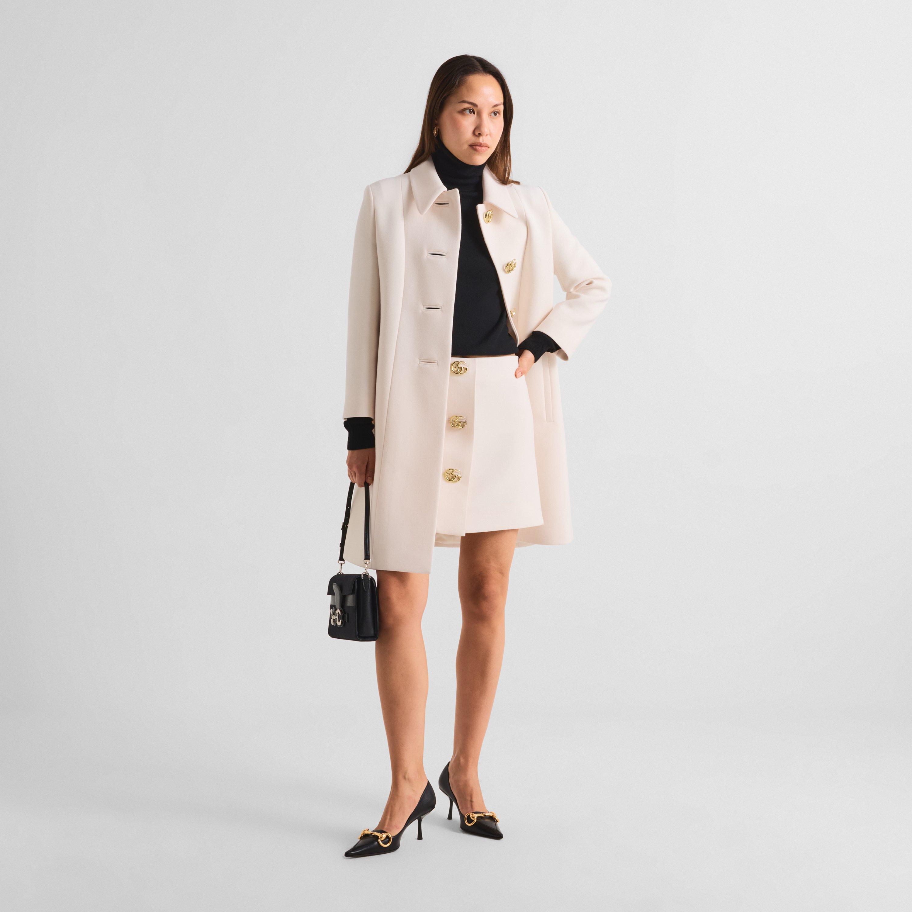 White Magnolia - Gucci - Women's GG Button Wool Mini Skirt - 6