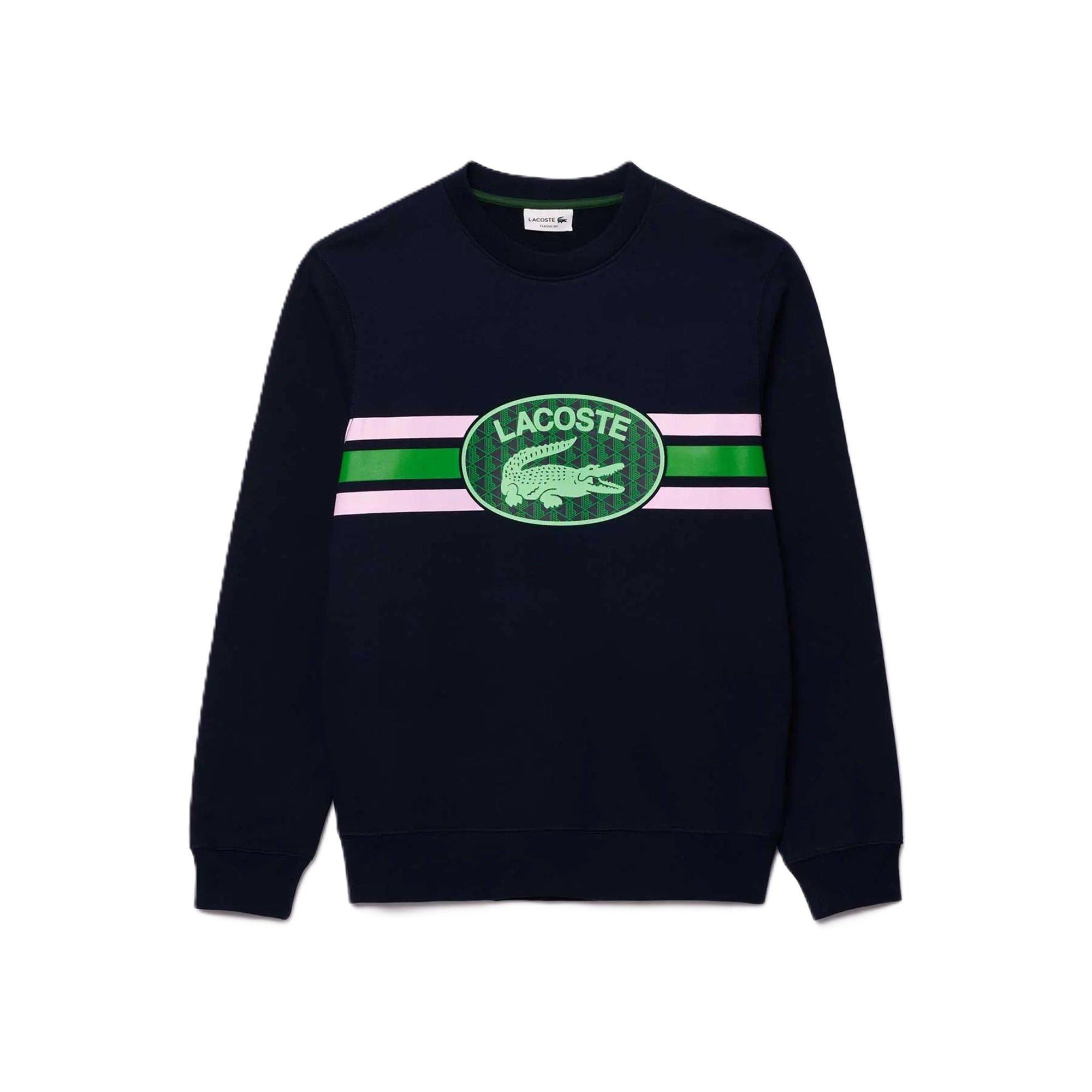 Navy/Gelato - Lacoste - Men's Monogram Logo Crew Neck Jumper - 3