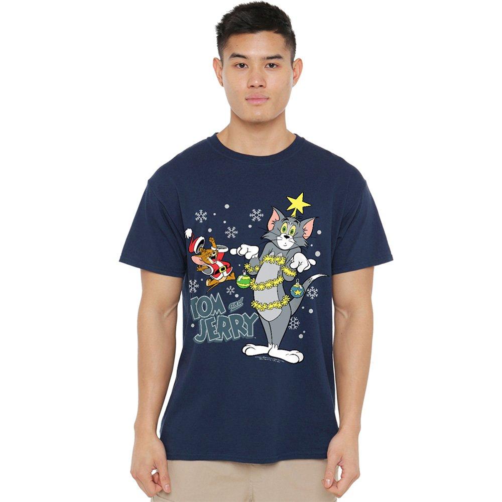 Navy - Warner Brothers - Tom And Jerry Merry Christmas Tinsel Tangle T-Shir - 1