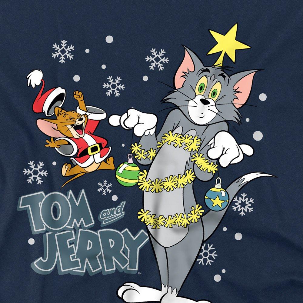 Navy - Warner Brothers - Tom And Jerry Merry Christmas Tinsel Tangle T-Shir - 2