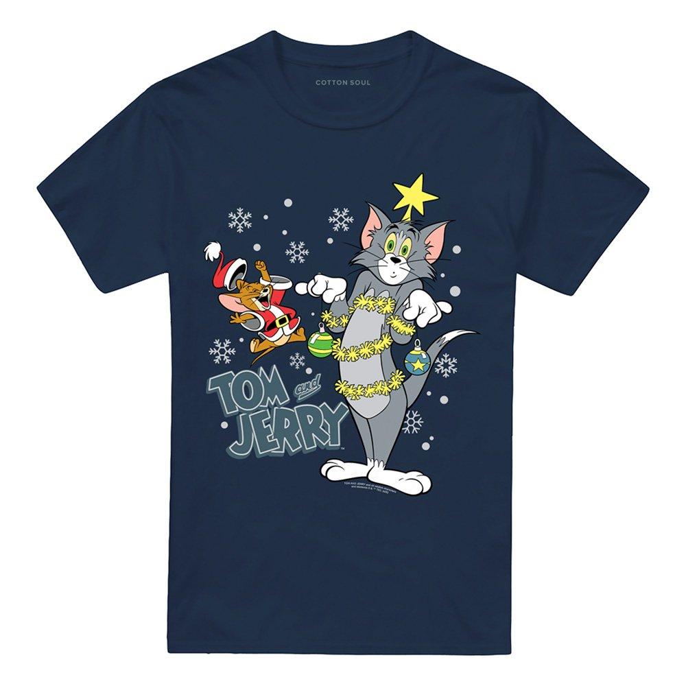 Navy - Warner Brothers - Tom And Jerry Merry Christmas Tinsel Tangle T-Shir - 4