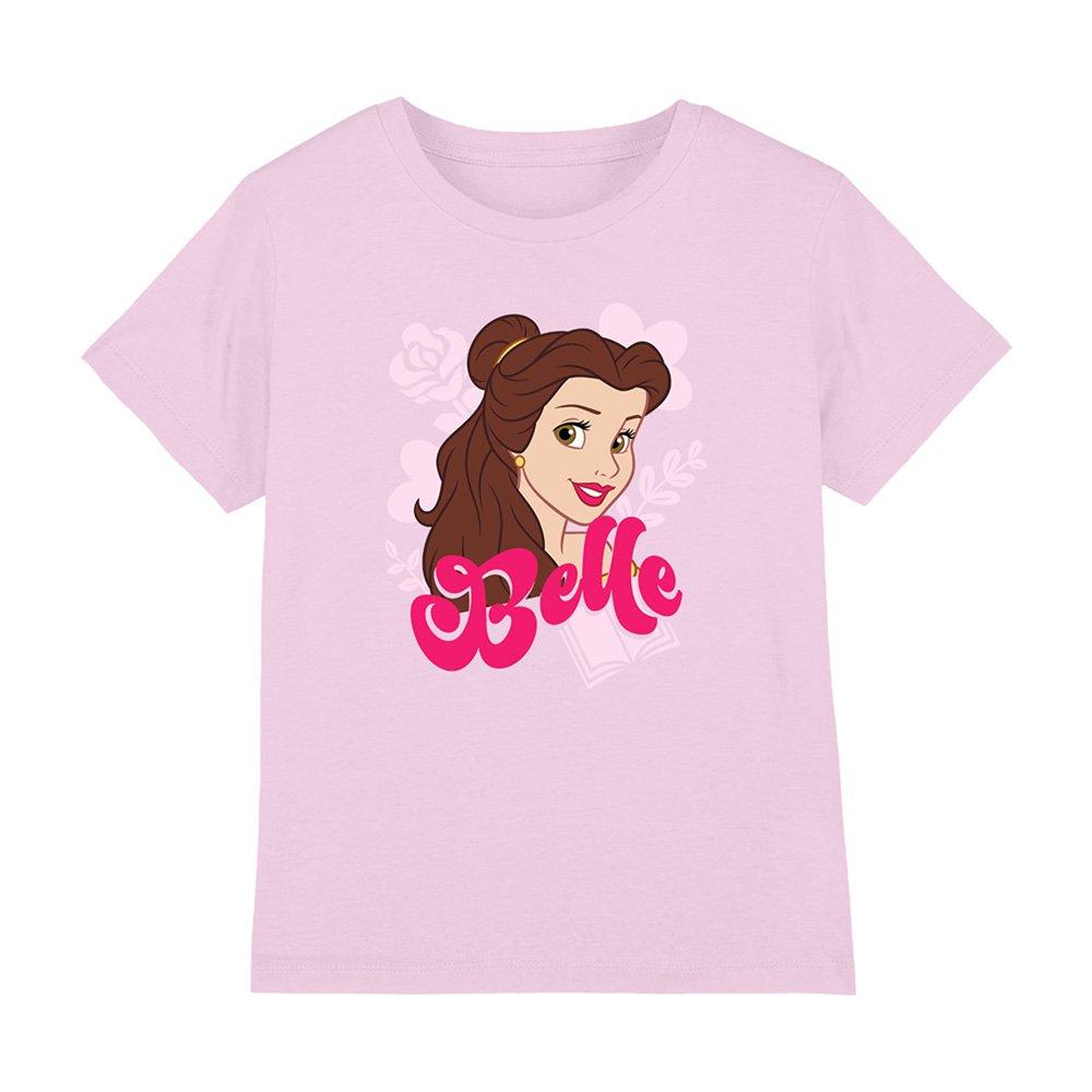 Light Pink - Disney - Princess Belle Face Girls T-Shirt Light Pink - 1
