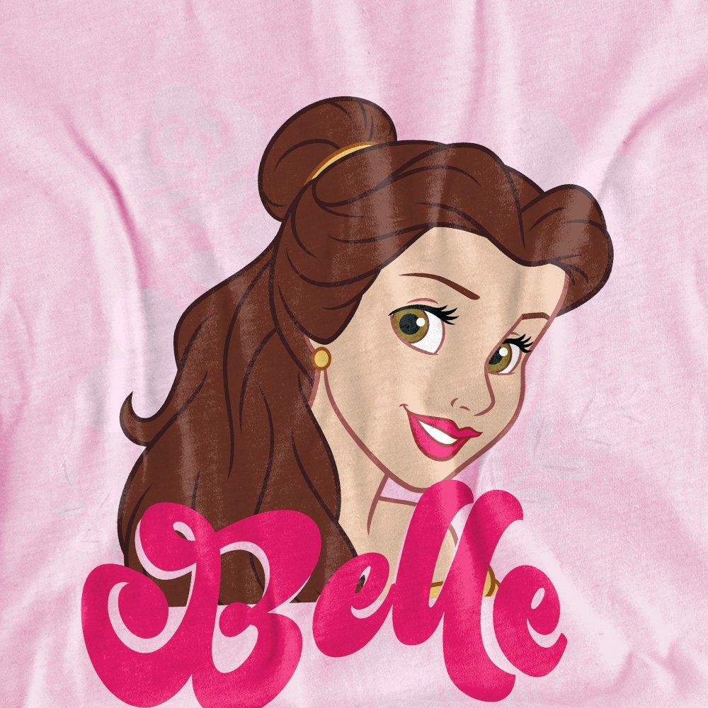 Light Pink - Disney - Princess Belle Face Girls T-Shirt Light Pink - 2
