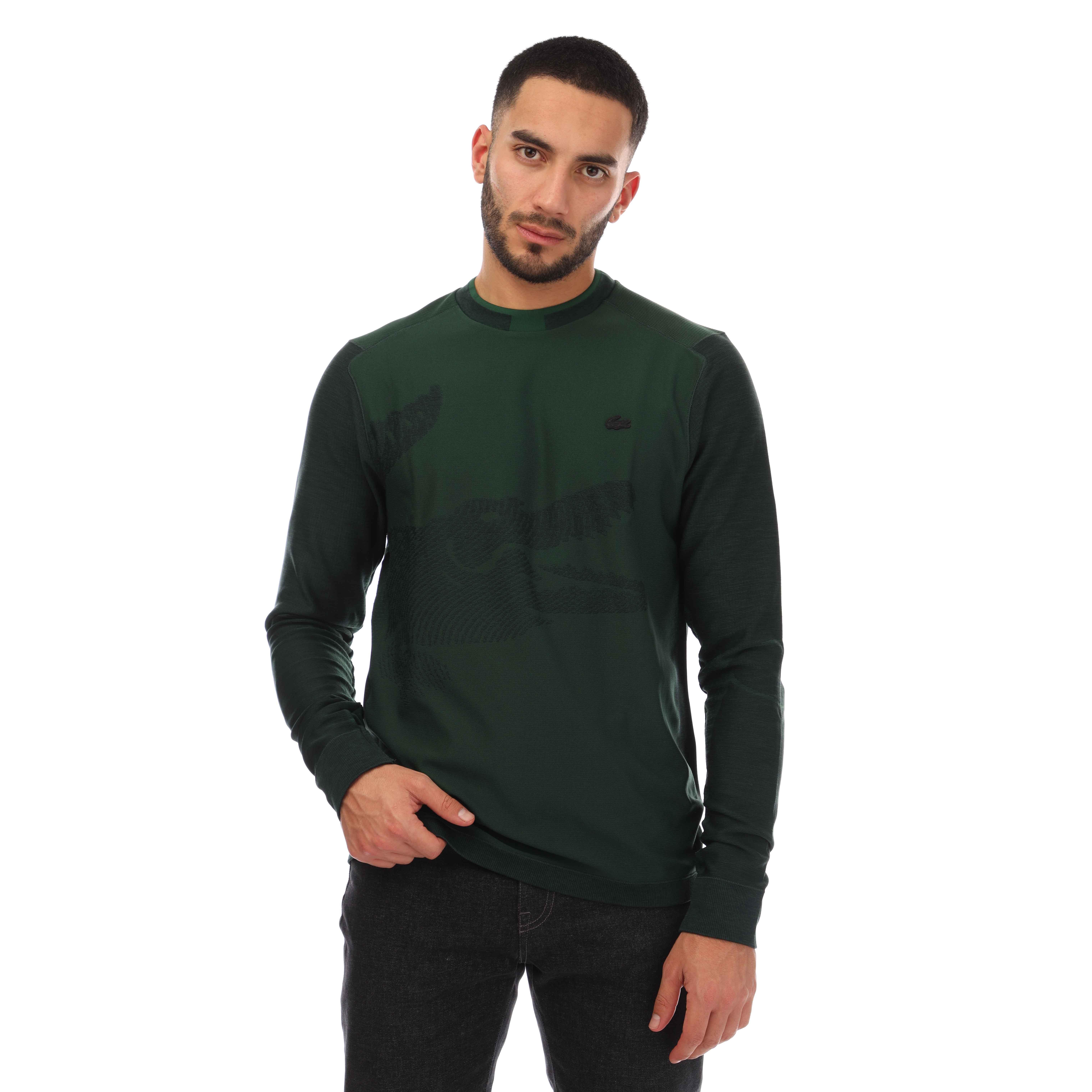 Verde/Negro - Lacoste - Men's Croc Logo Crew Neck Jumper - 3