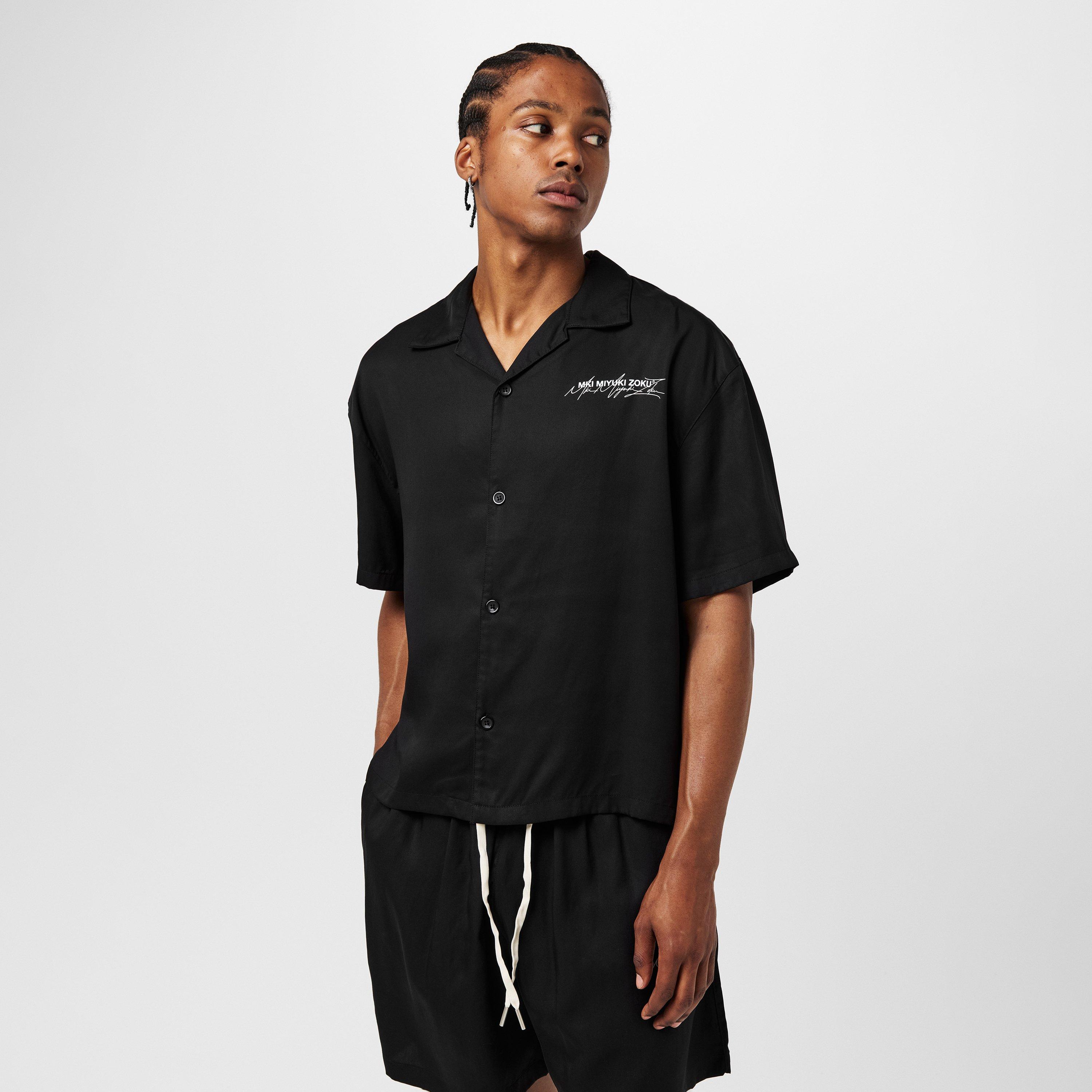 Black/Grey - MKI MIYUKI ZOKU - Men's Script Short-Sleeve Bowling Shirt - 3