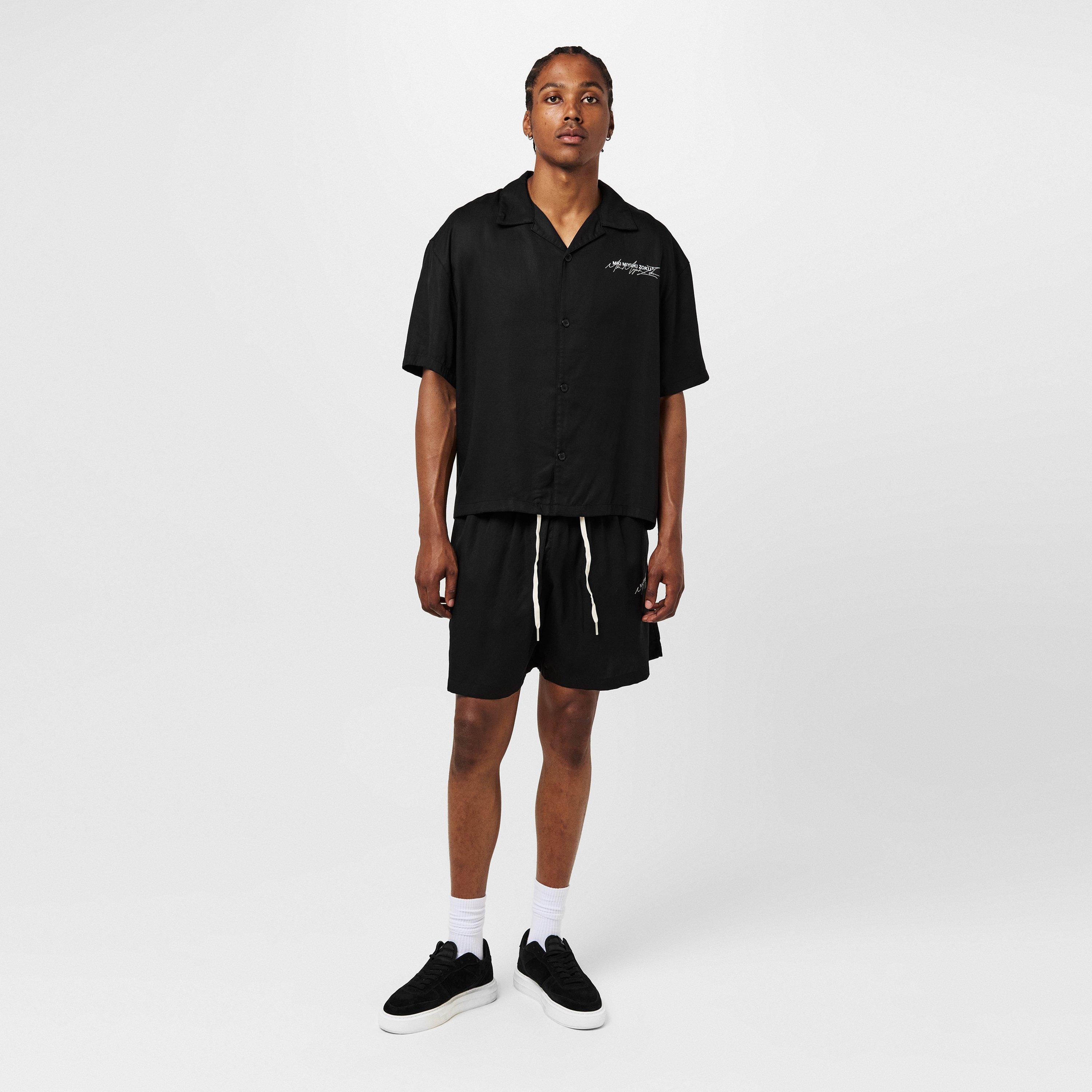 Black/Grey - MKI MIYUKI ZOKU - Men's Script Short-Sleeve Bowling Shirt - 6