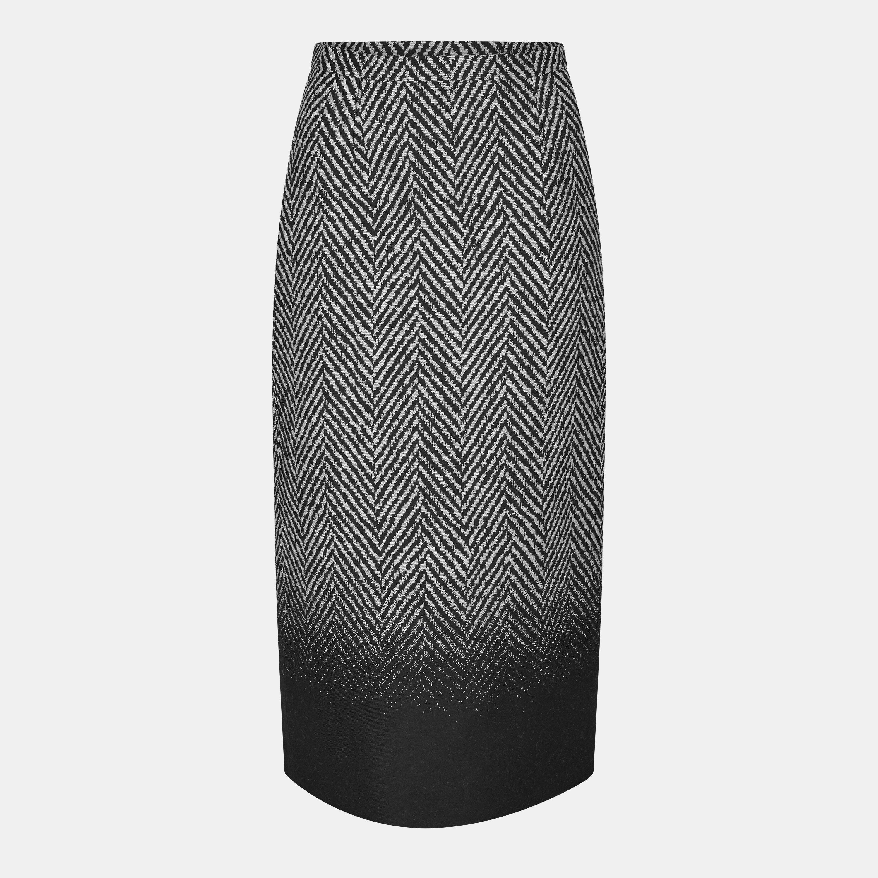 GIVENCHY Women's Slit Midi Skirt - Black/White - Size 40 (UK 12)