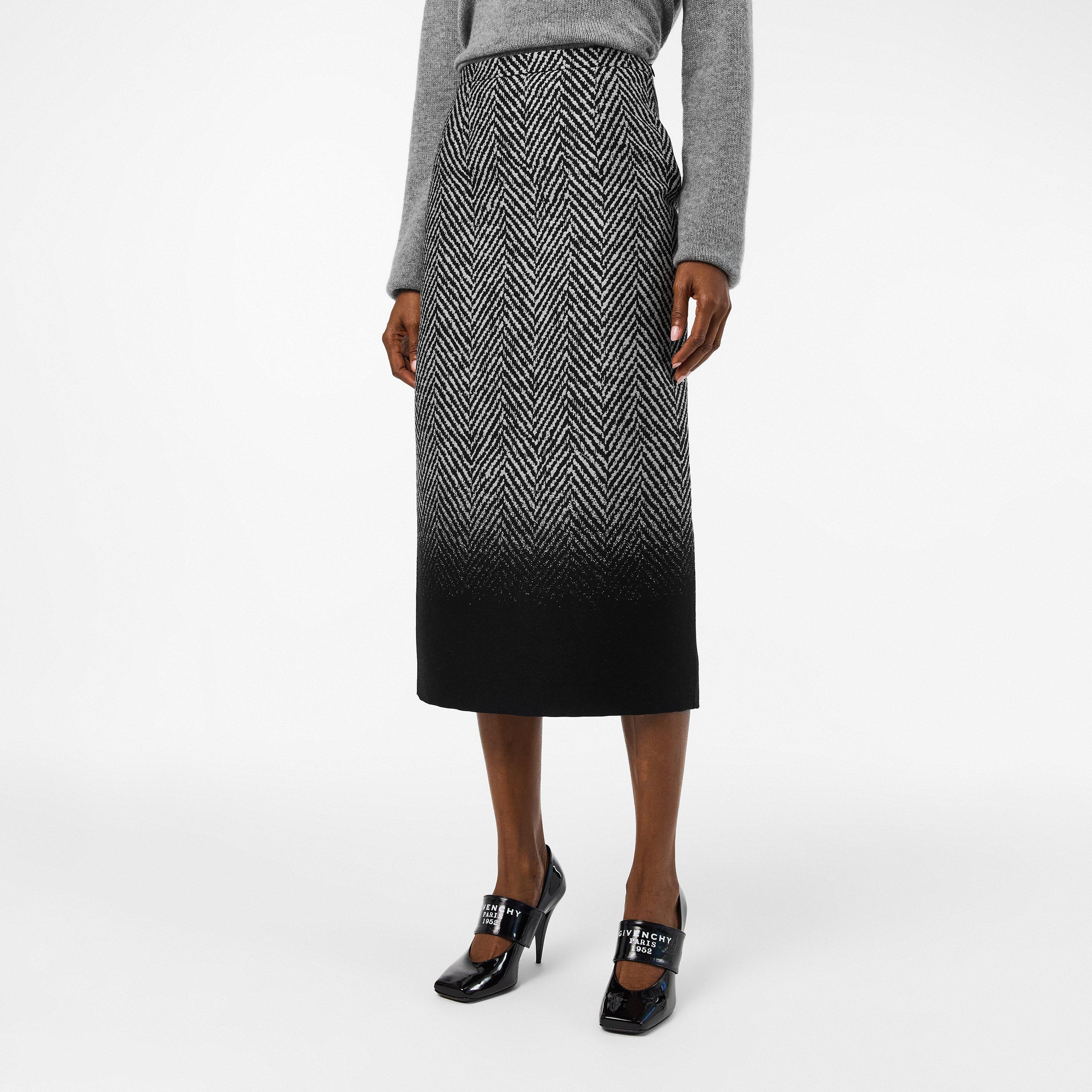 Black/White - GIVENCHY - Women's Slit Midi Skirt - 3