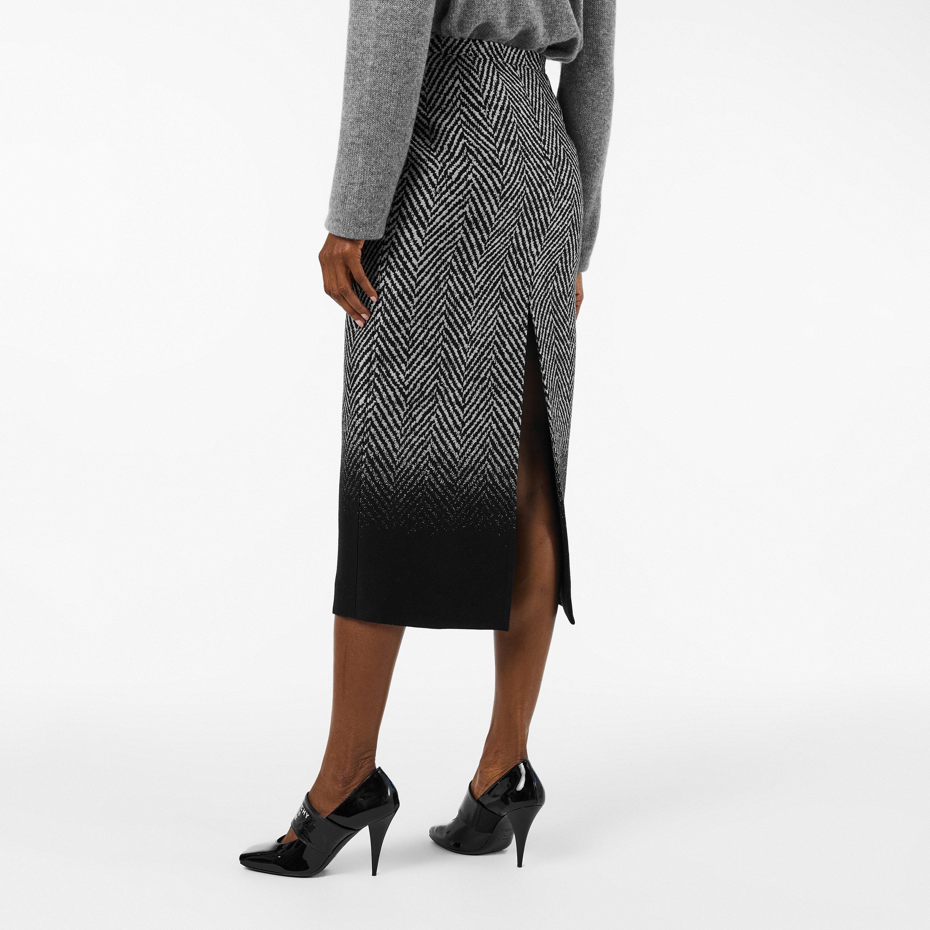 Black/White - GIVENCHY - Women's Slit Midi Skirt - 4