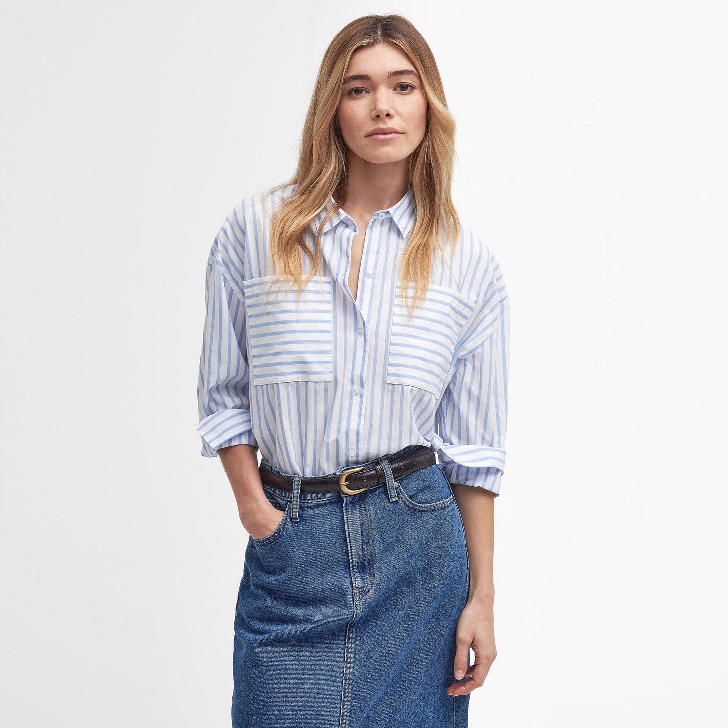 White/Blue - Barbour - Nicola Striped Long Sleeve Shirt - 2