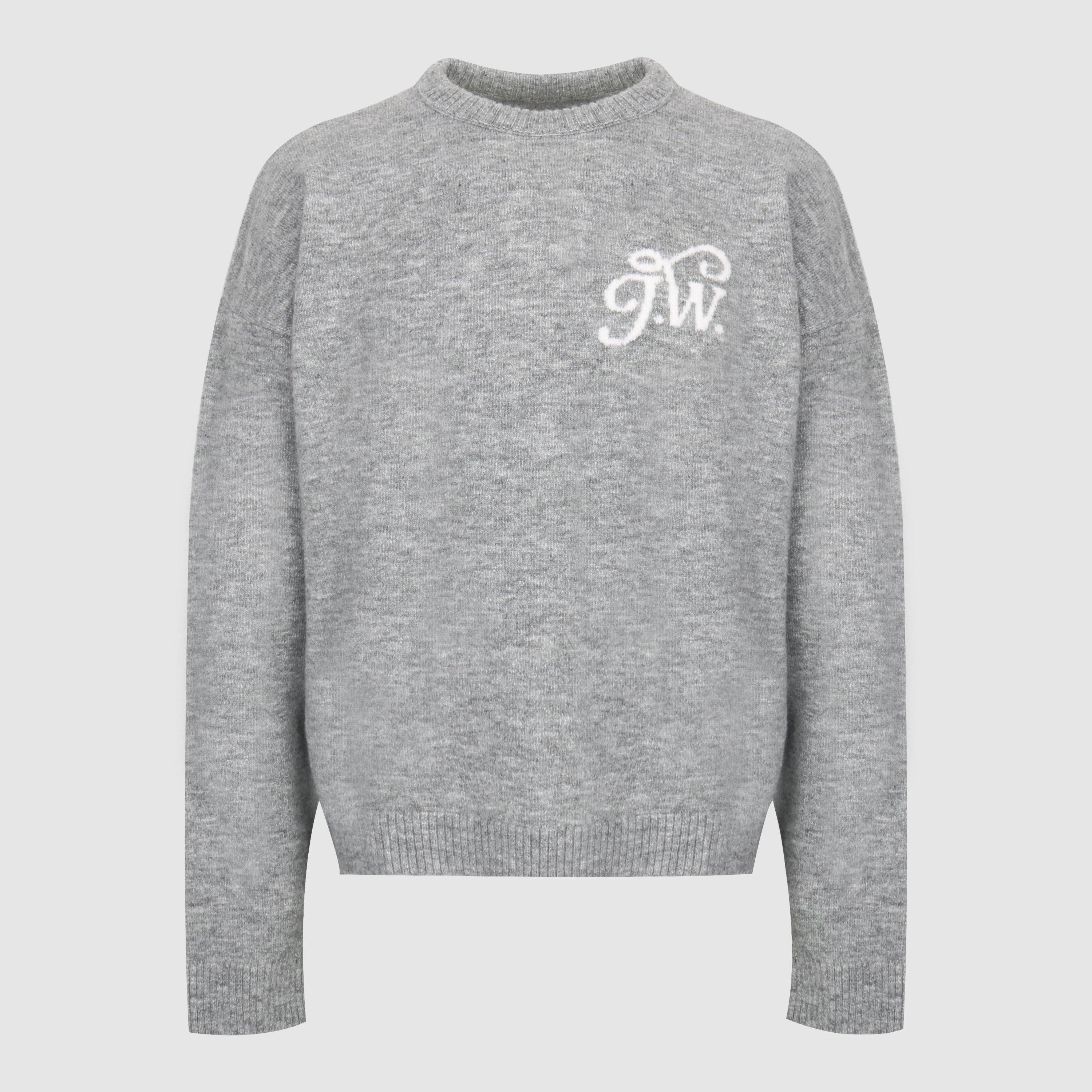 Grey Marl - Jack Wills - Men's Initial Long Sleeve Oversized Fit Crew Neck Jumper - 1