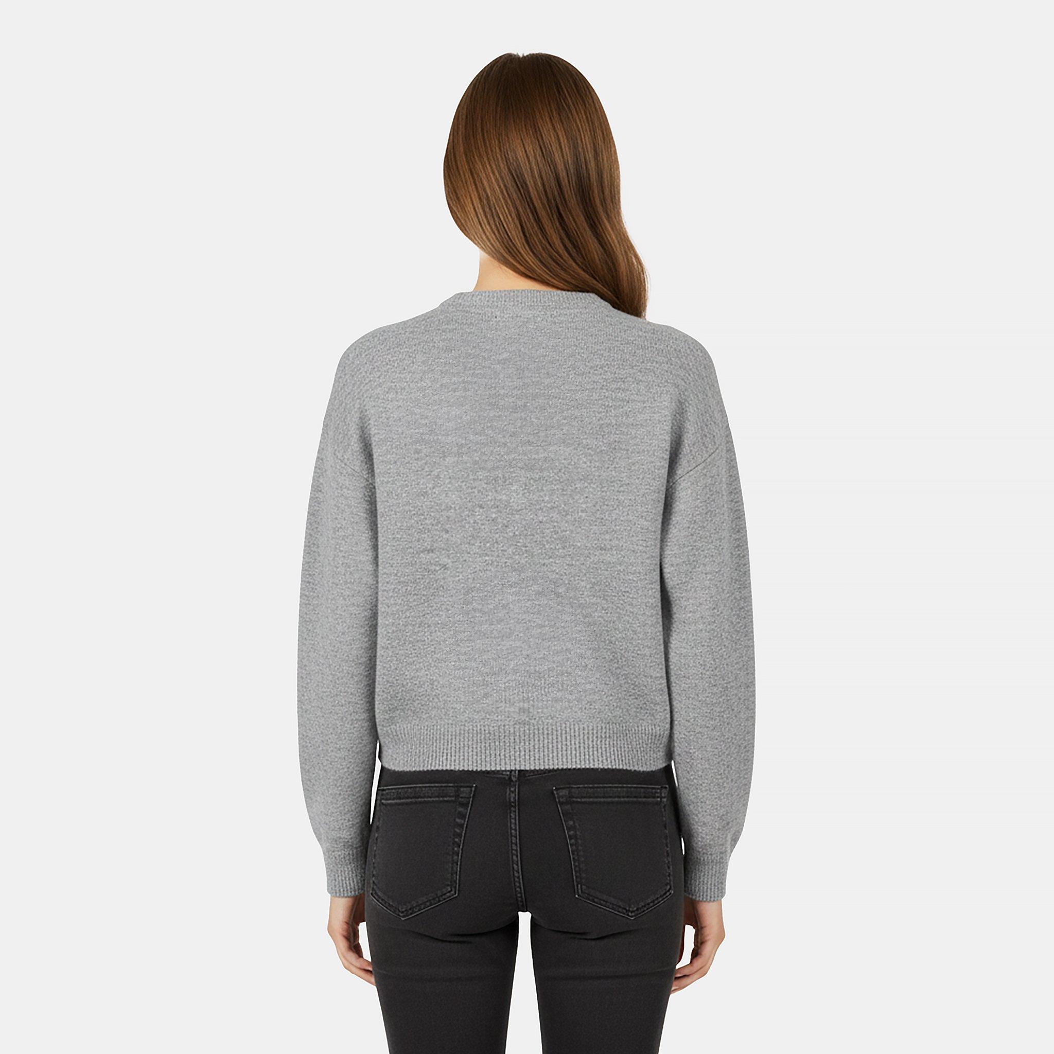 Grey Marl - Jack Wills - Initial Long Sleeve Oversized Fit Crew Neck Jumper - 4
