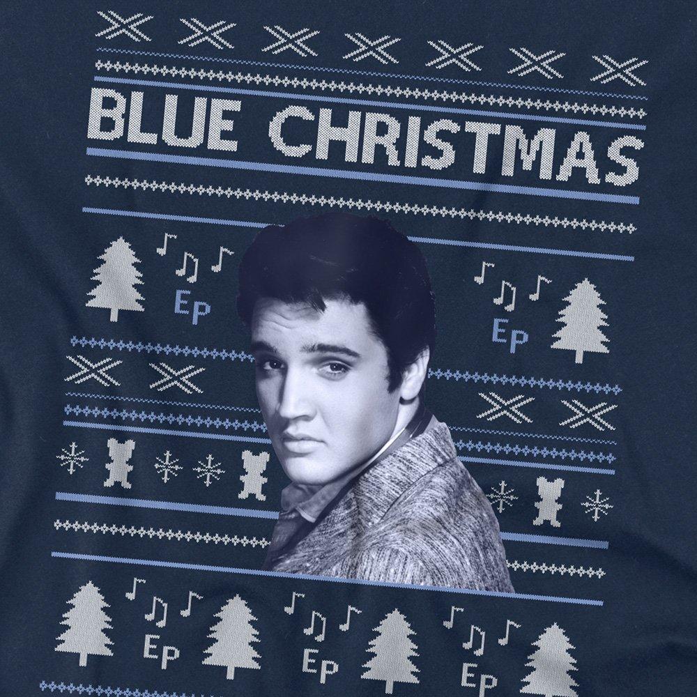 Navy - Elvis Presley - Elvis Blue Ugly Christmas Fair Isle T-Shirt Navy - 2