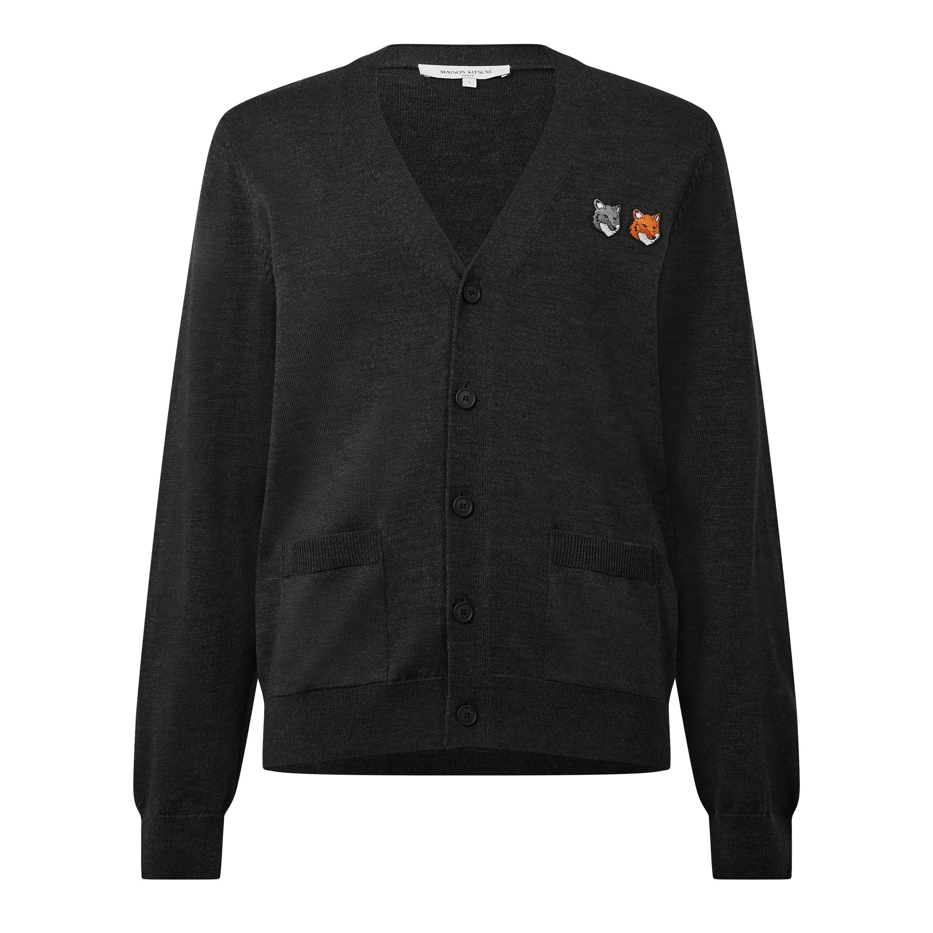 Anthracite - Maison Kitsune - Men's Double Fox Hooded Cardigan - 1