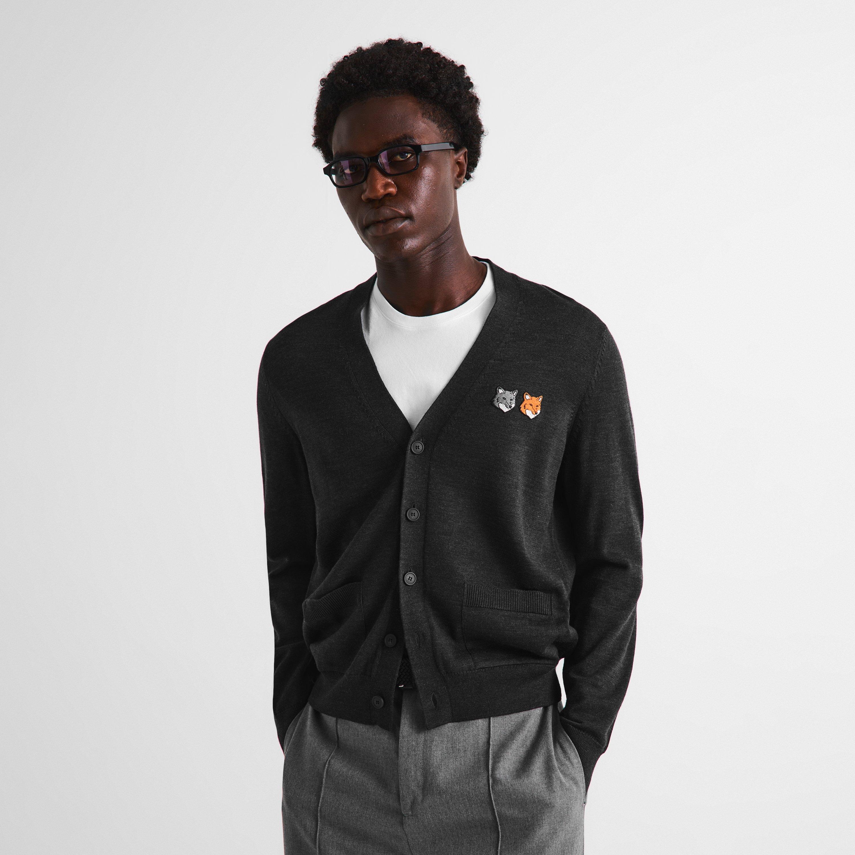 Anthracite - Maison Kitsune - Men's Double Fox Hooded Cardigan - 3