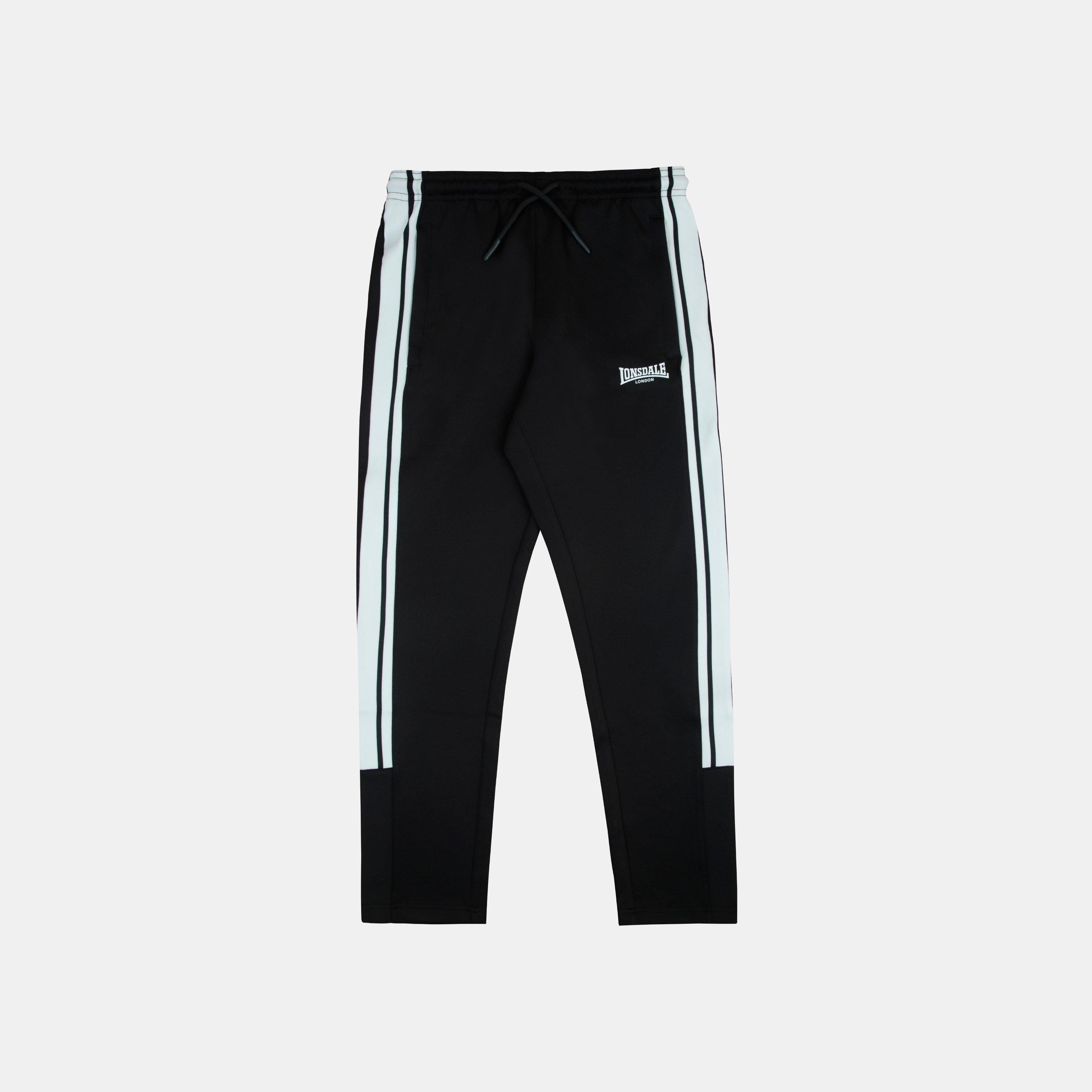 Black - Lonsdale - Kids' Poly Stretch Black Open Hem Woven Tracksuit Joggers - 1