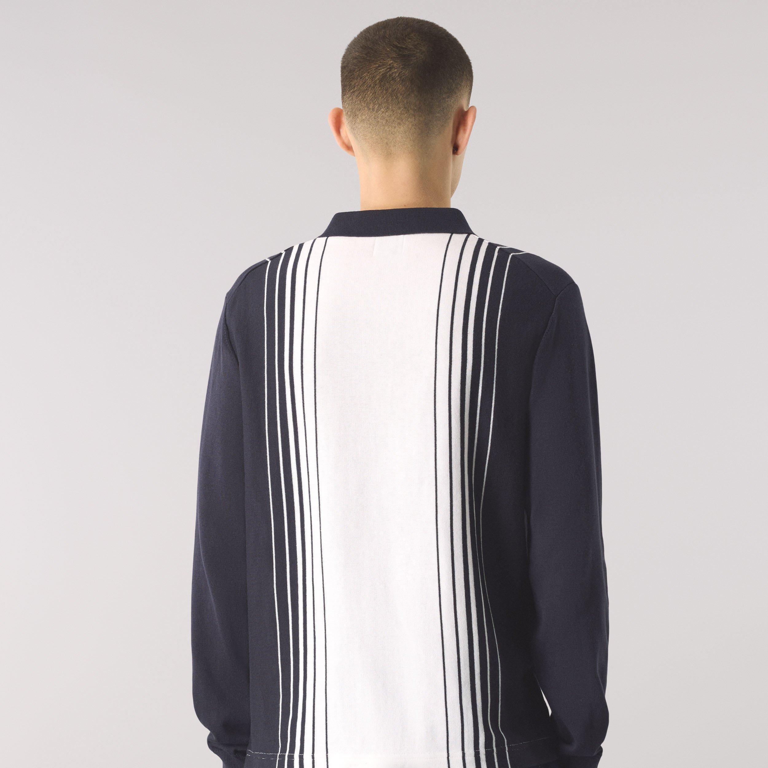 Navy - Pretty Green - Men's Gradient Knitted Long-Sleeve Polo Shirt - 4