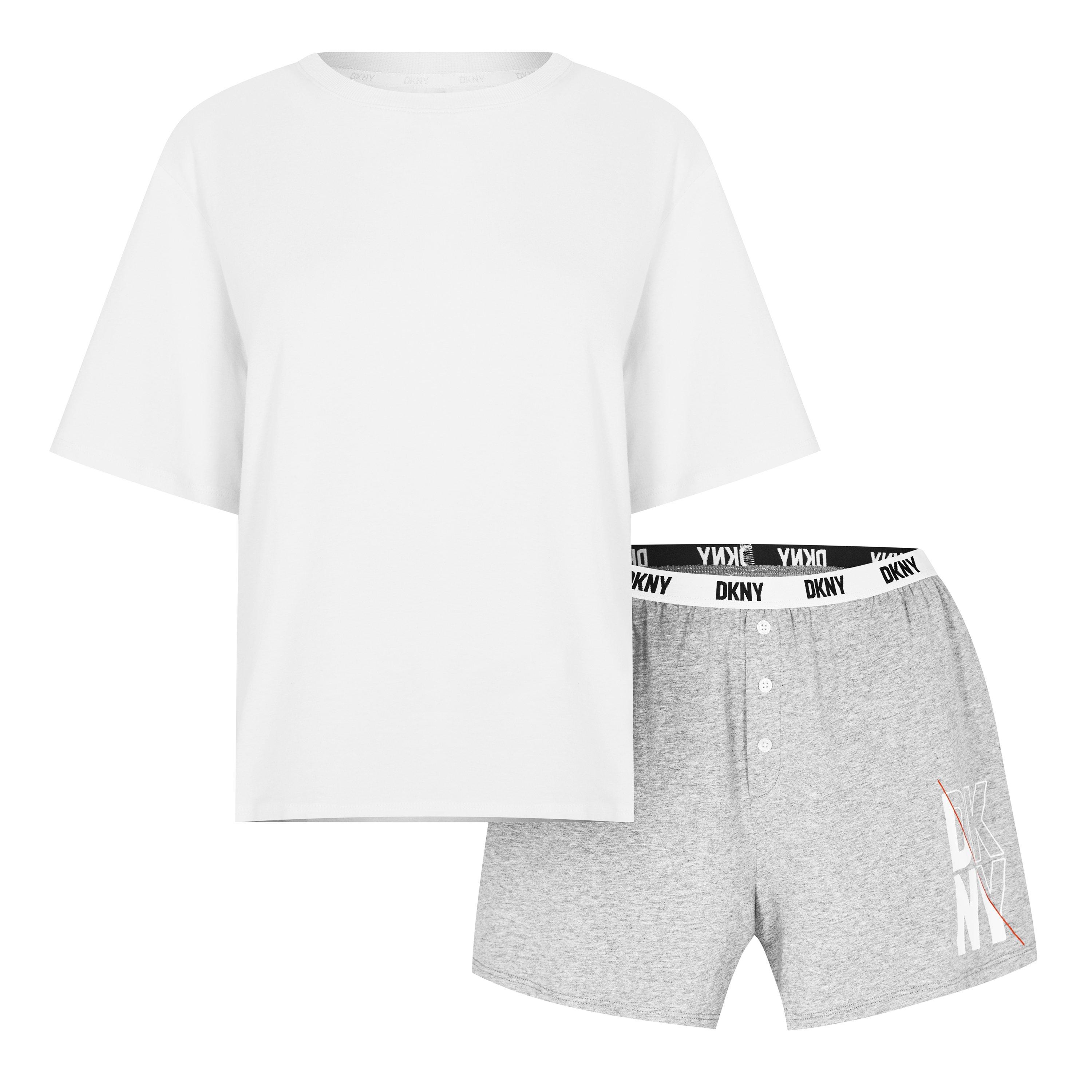 Branco/Cinzento - DKNY - Short Sleeve Top and Boxer Set - 1