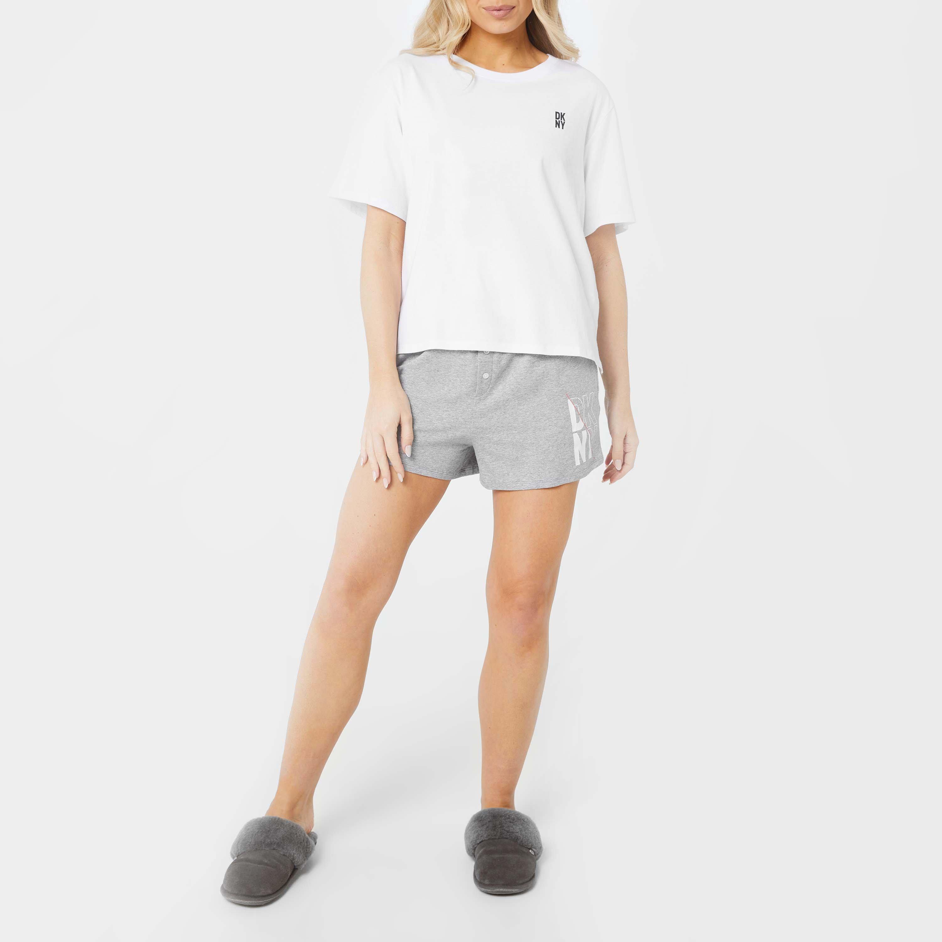 Branco/Cinzento - DKNY - Short Sleeve Top and Boxer Set - 2