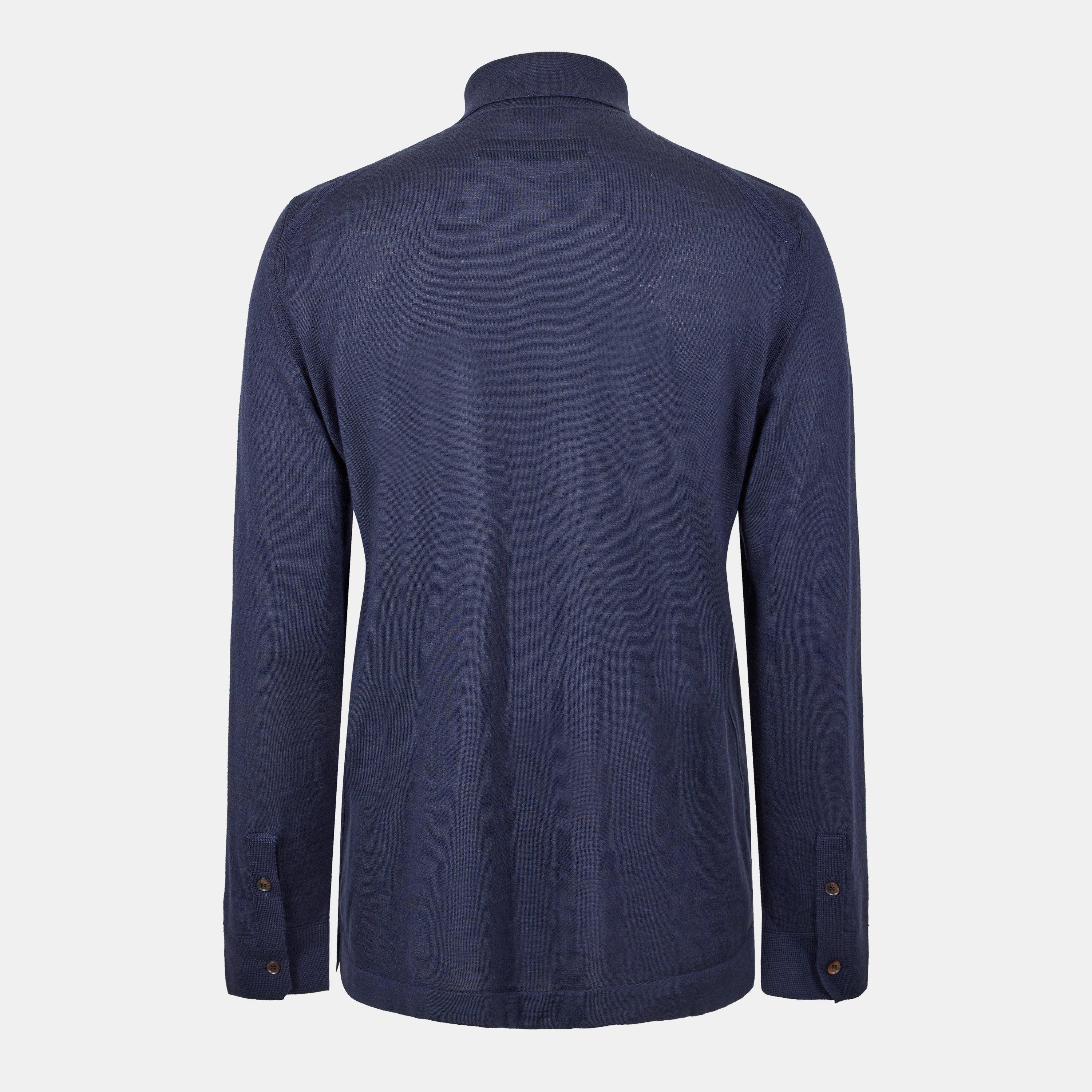 Navy B98 - Zegna - Men's Cash Knitted Top - 2
