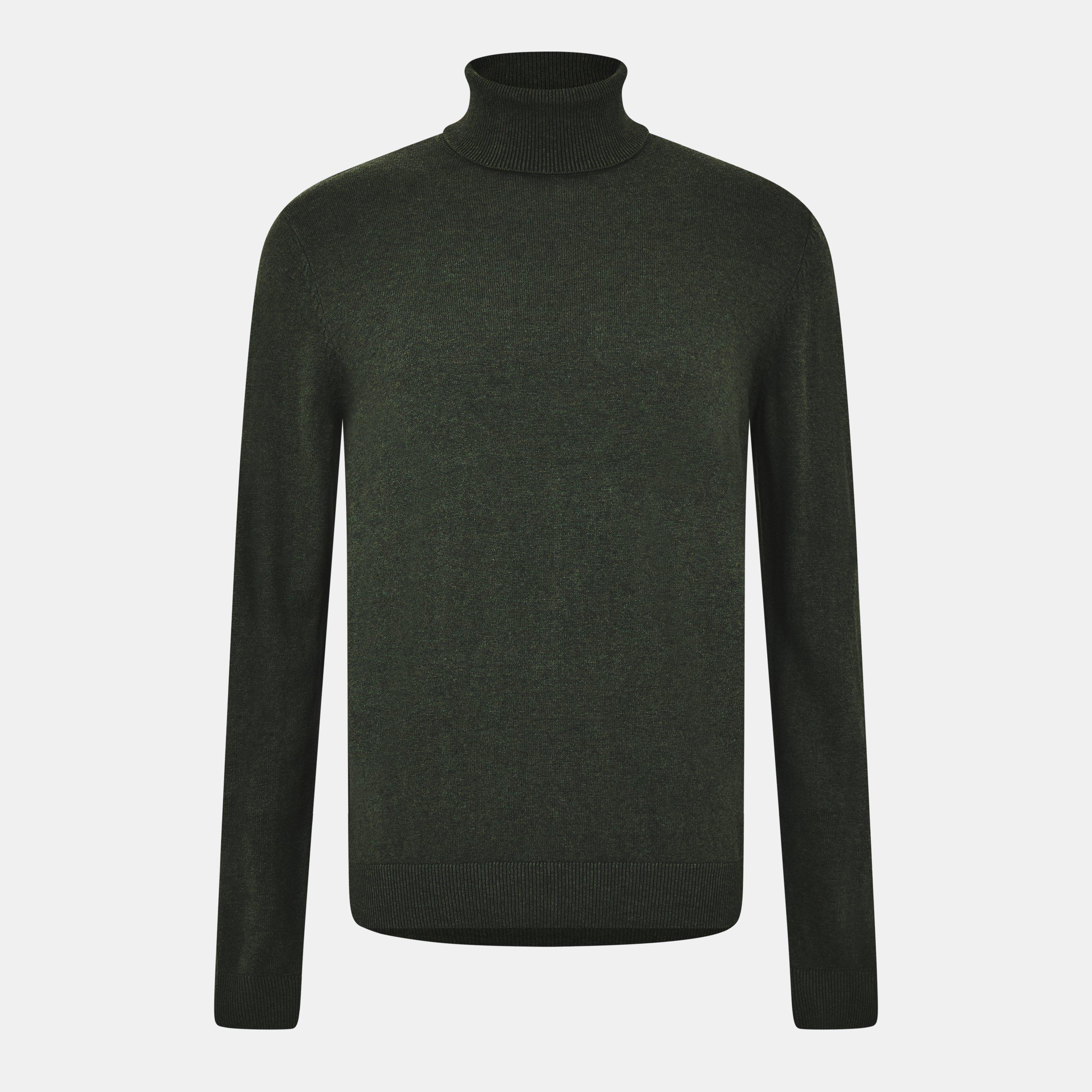 Jack And Jones Men's Knitted Roll Neck Jumper - Kombu Green - M