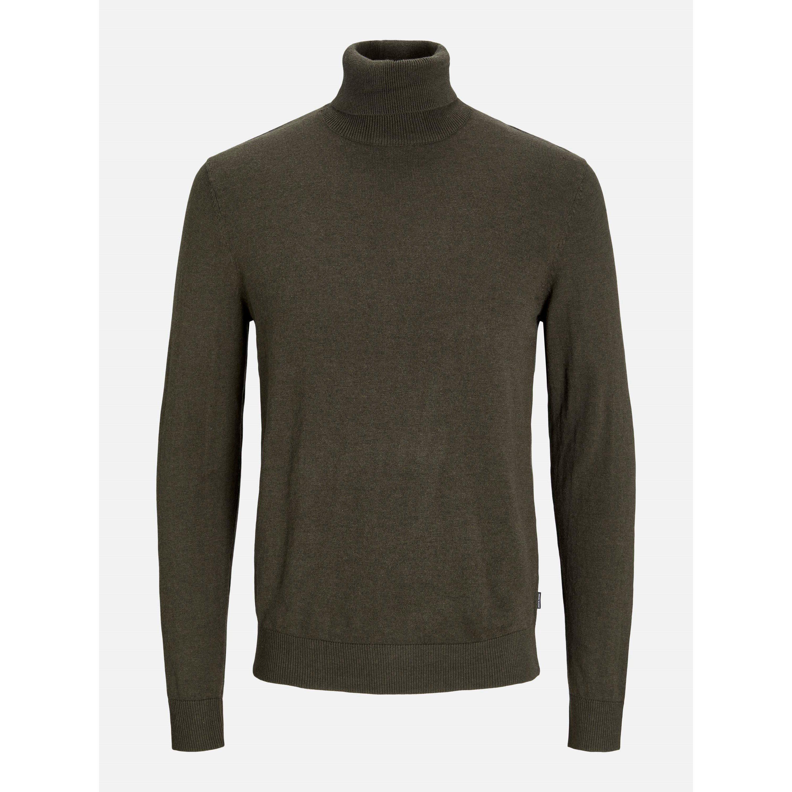 Jack And Jones Men's Knitted Roll Neck Jumper - Olive Night - M