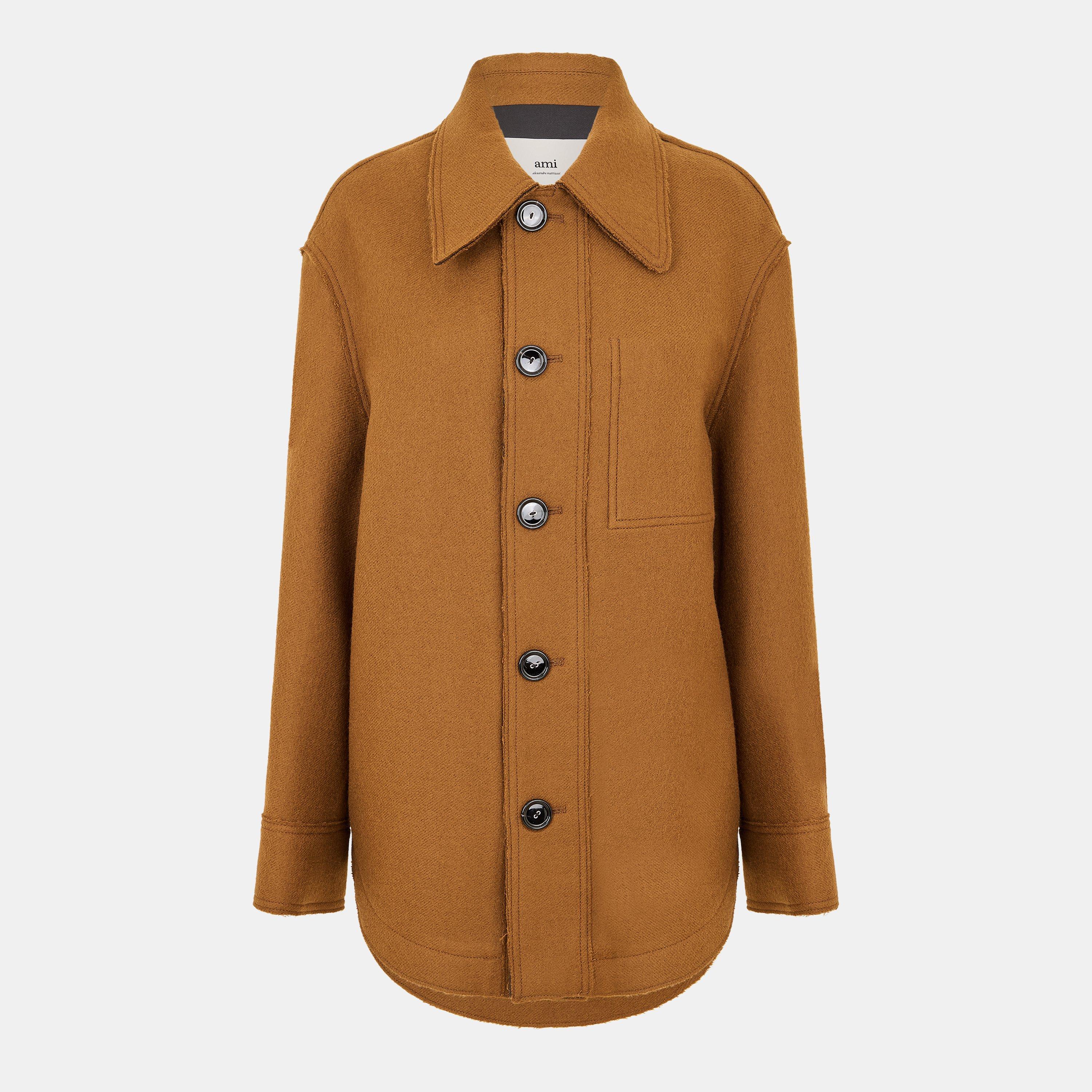 Noisette - Ami Paris - Women's Suede Long Sleeve Shirt - 1