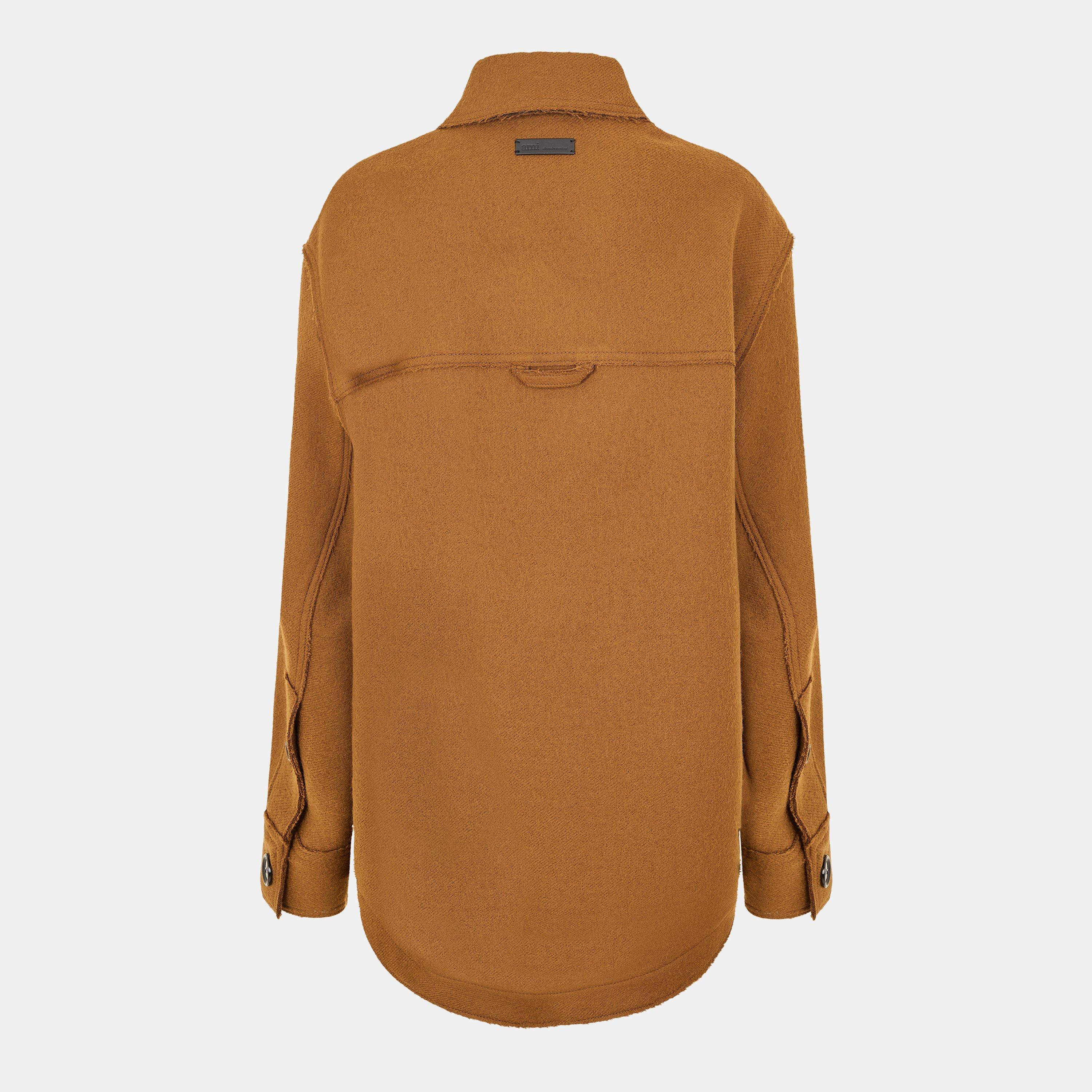 Noisette - Ami Paris - Women's Suede Long-Sleeve Plain Shirt - 2