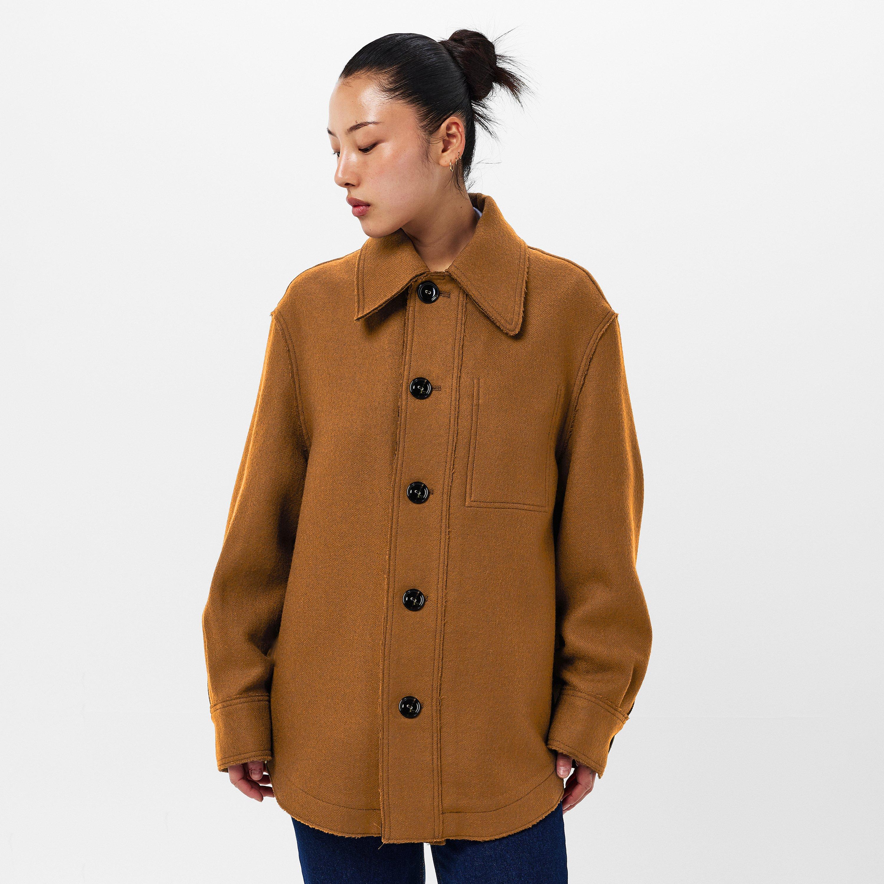 Noisette - Ami Paris - Women's Suede Long-Sleeve Plain Shirt - 3