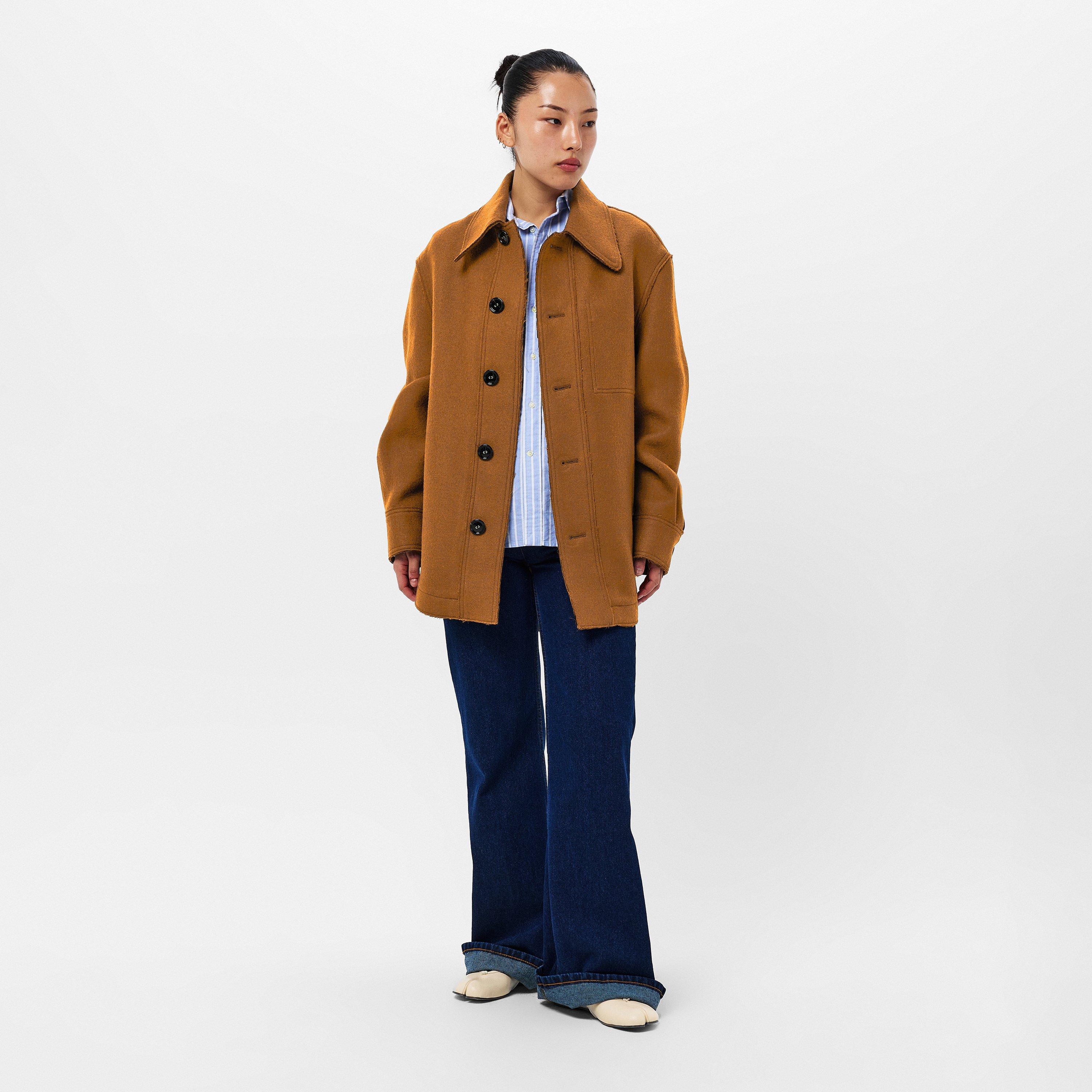 Noisette - Ami Paris - Women's Suede Long-Sleeve Plain Shirt - 6