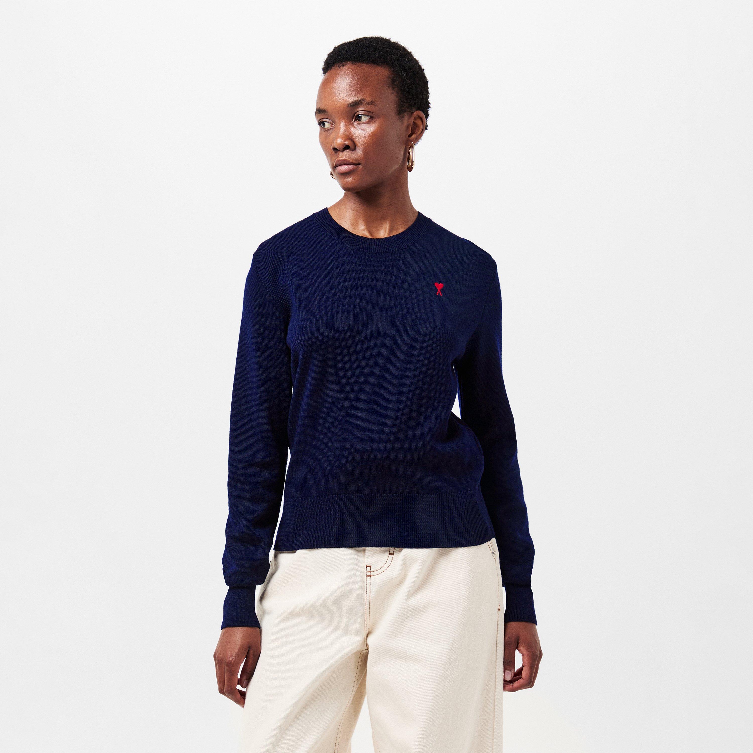 Marine/Rouge - Ami Paris - Wool Ami de Coeur Crew Neck Sweater - 3