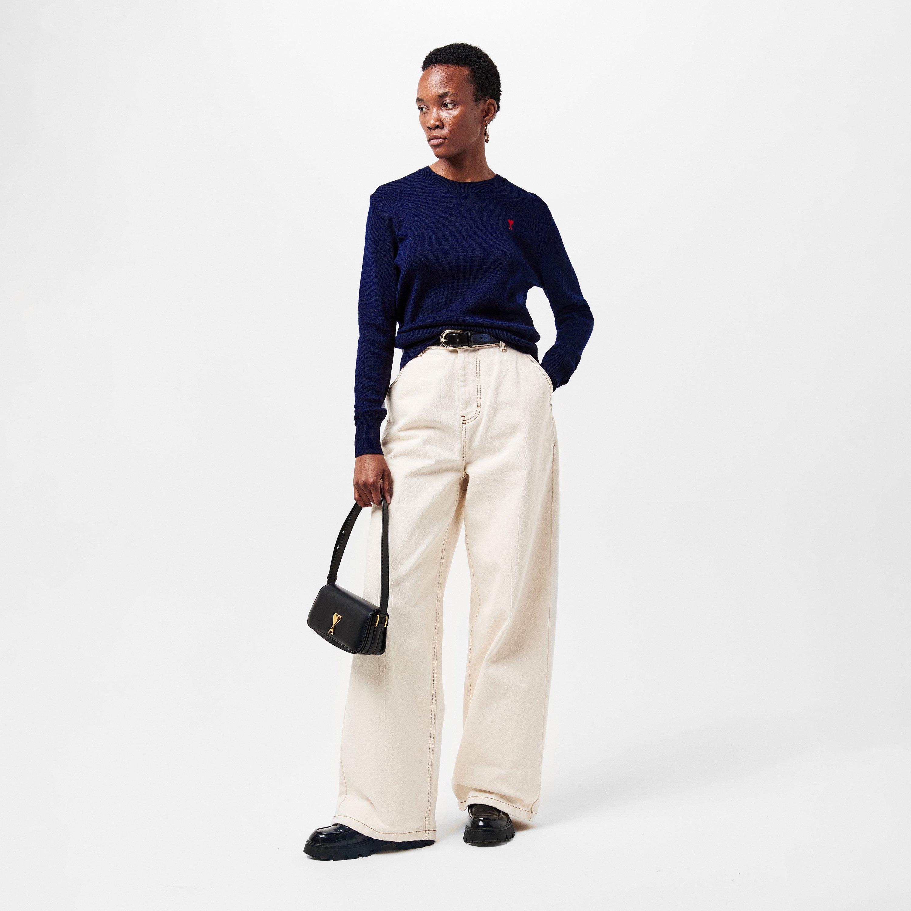 Marine/Rouge - Ami Paris - Wool Ami de Coeur Crew Neck Sweater - 5