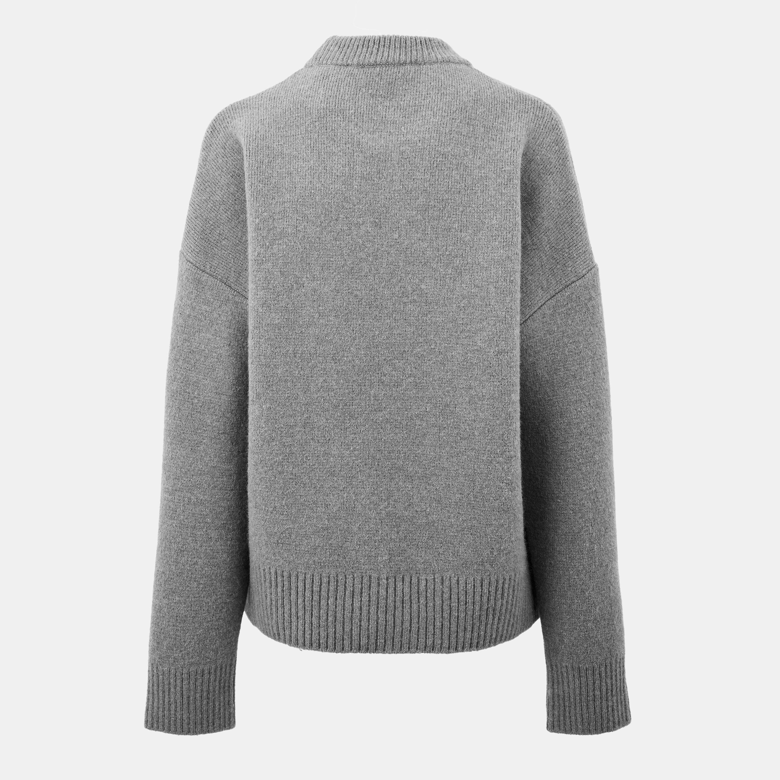 Gris/Ecru - Ami Paris - Women's Nuage Soft Knit Relaxed Fit Crew Neck Jumper - 2