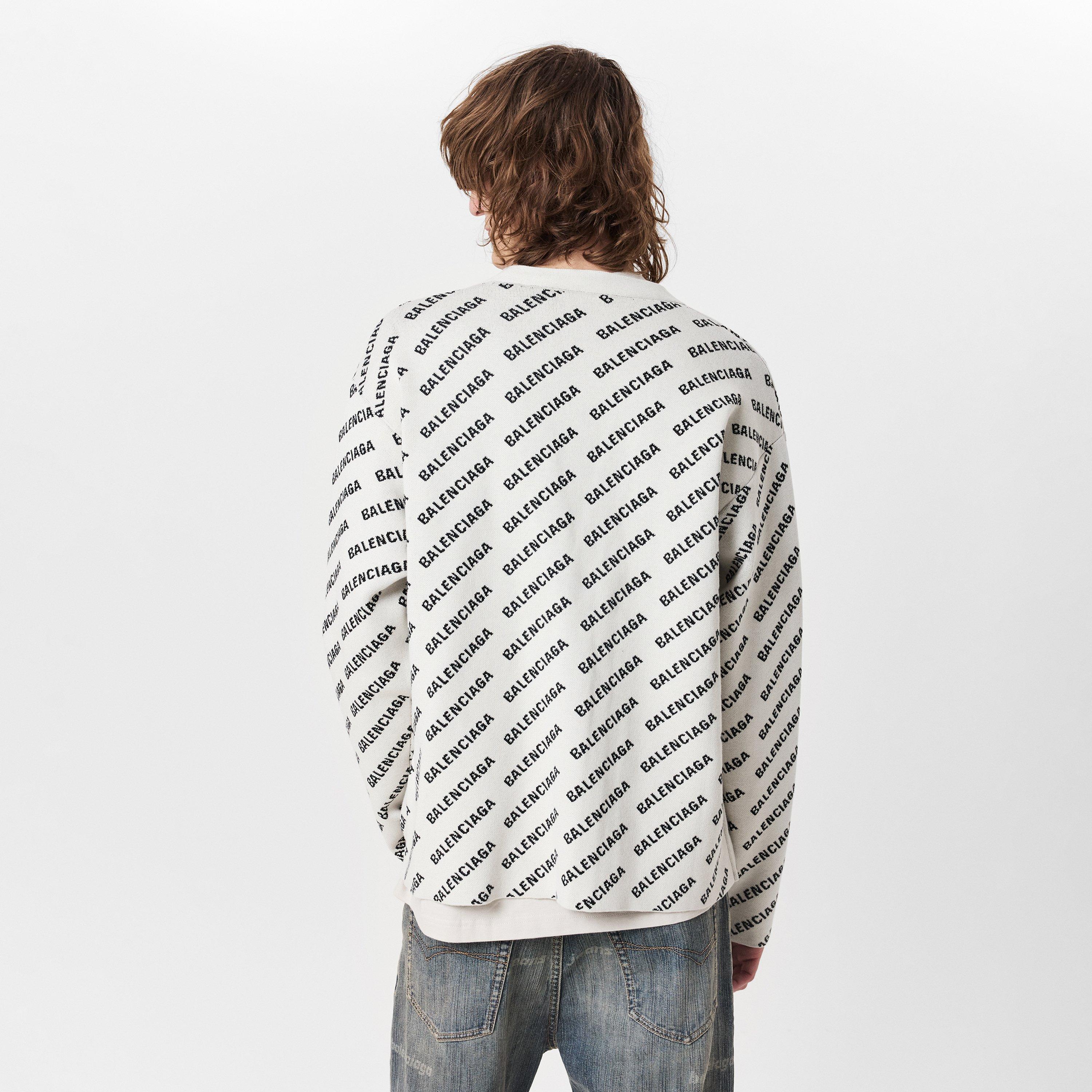 Chalky Wht/Blk - Balenciaga - Mini Allover Logo Cardigan - 4