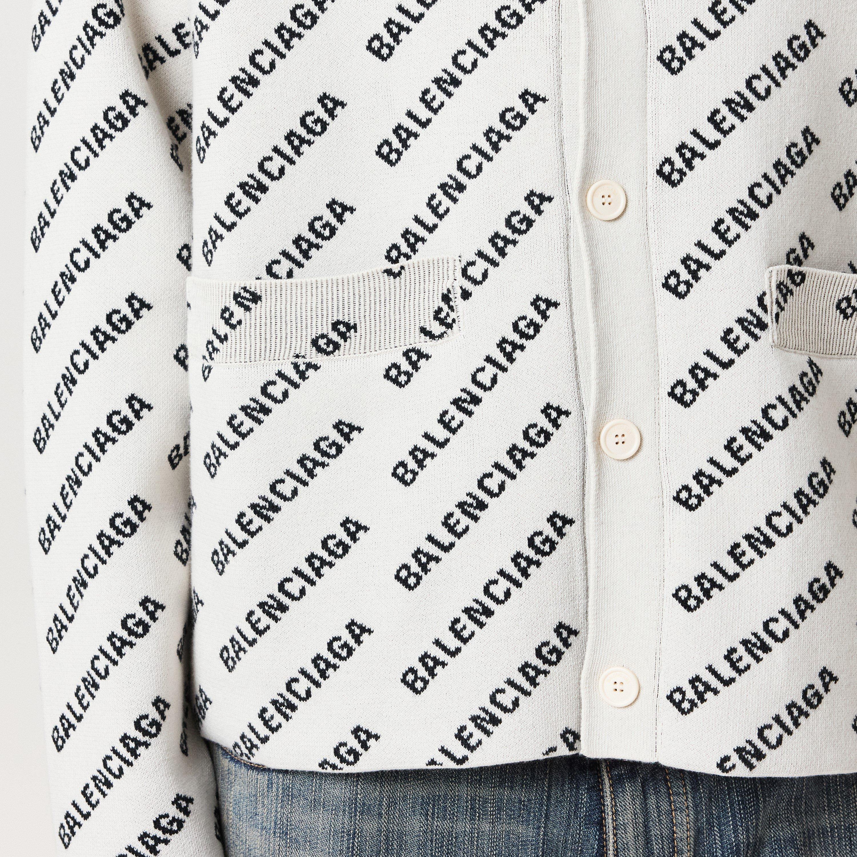 Chalky Wht/Blk - Balenciaga - Mini Allover Logo Cardigan - 5