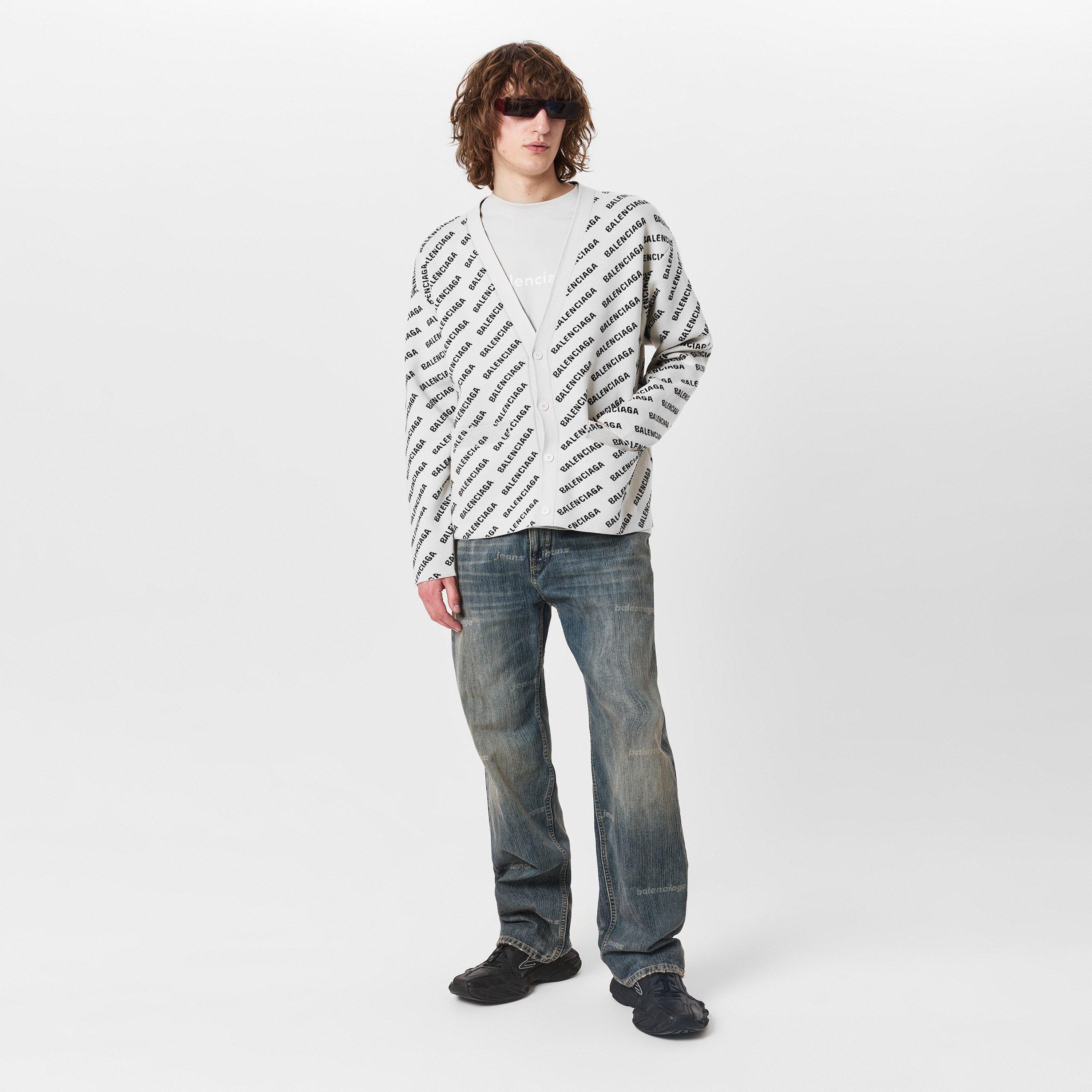 Chalky Wht/Blk - Balenciaga - Mini Allover Logo Cardigan - 6