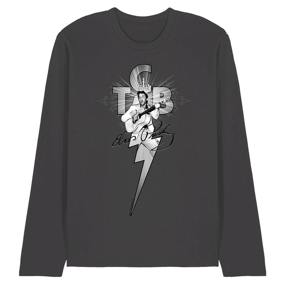 Charcoal - Elvis Presley - Elvis Presley Tcb Ornate Long Sleeve T-Shirt Char - 1