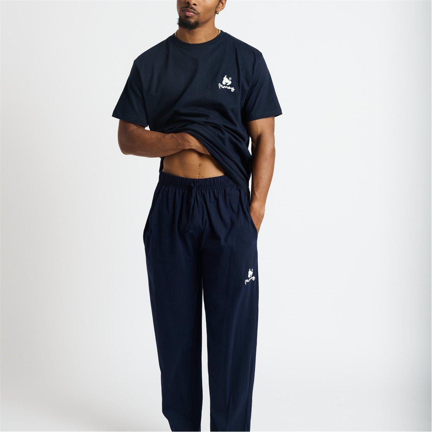 Azul marino - Money - Combo Logo Drawstring Long Lounge Twin Set - 4