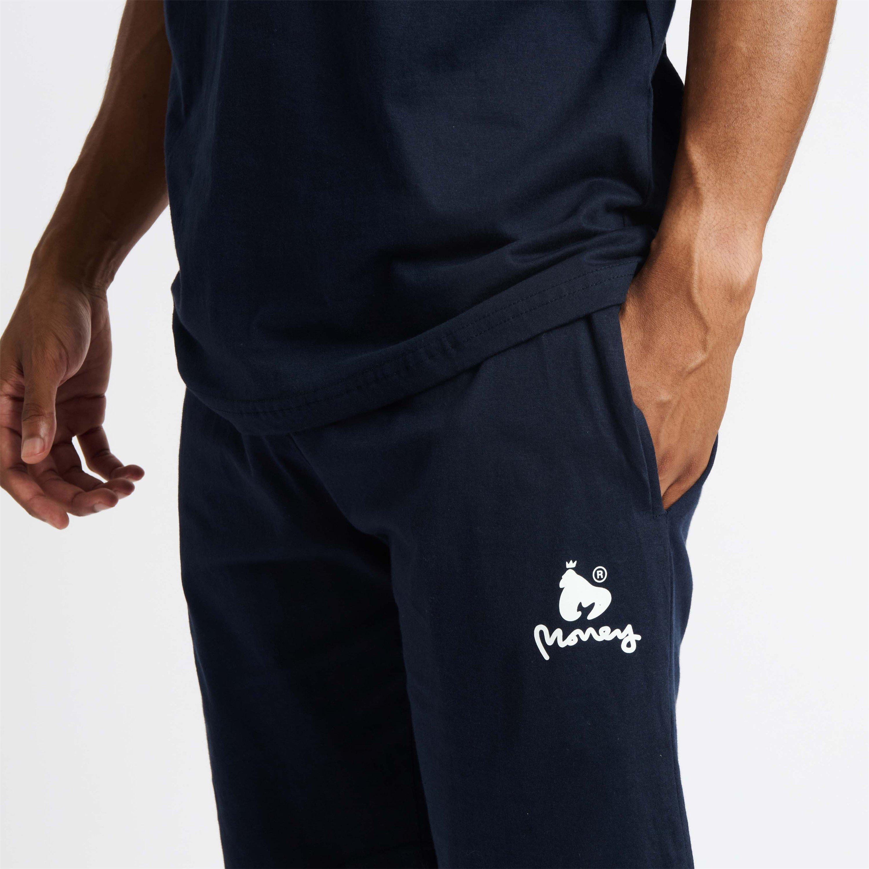 Azul marino - Money - Combo Logo Drawstring Long Lounge Twin Set - 8